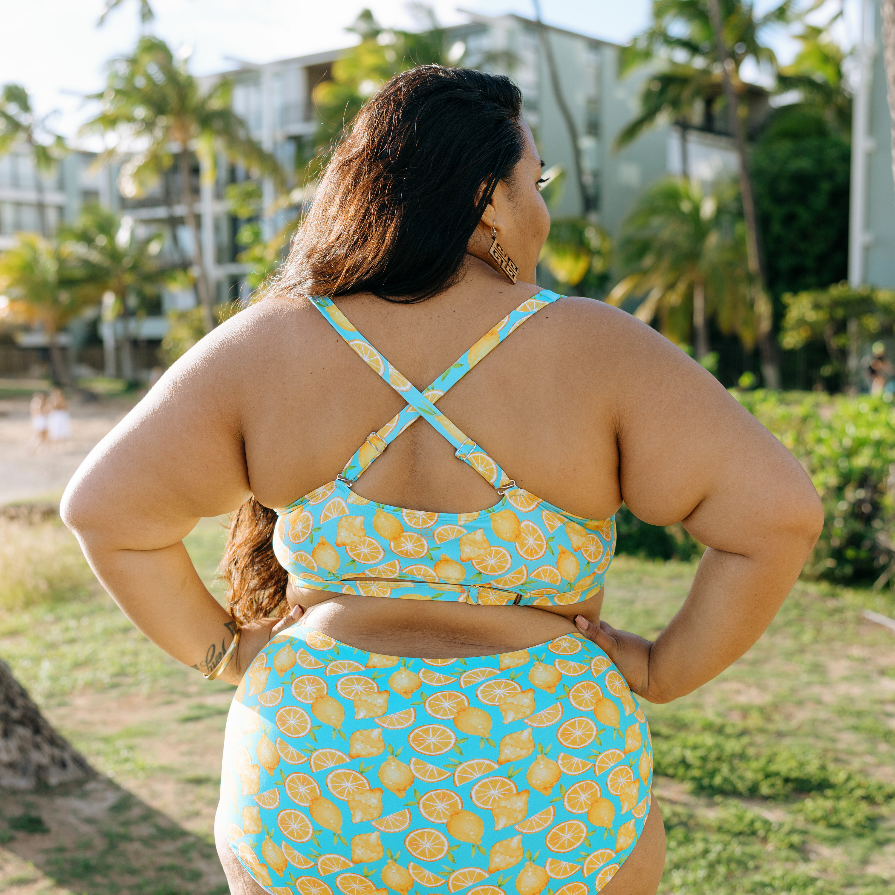 Women's Scoop Neck Bikini Top Plus Size | "Lemons"-SwimZip UPF 50+ Sun Protective Swimwear & UV Zipper Rash Guards-pos7