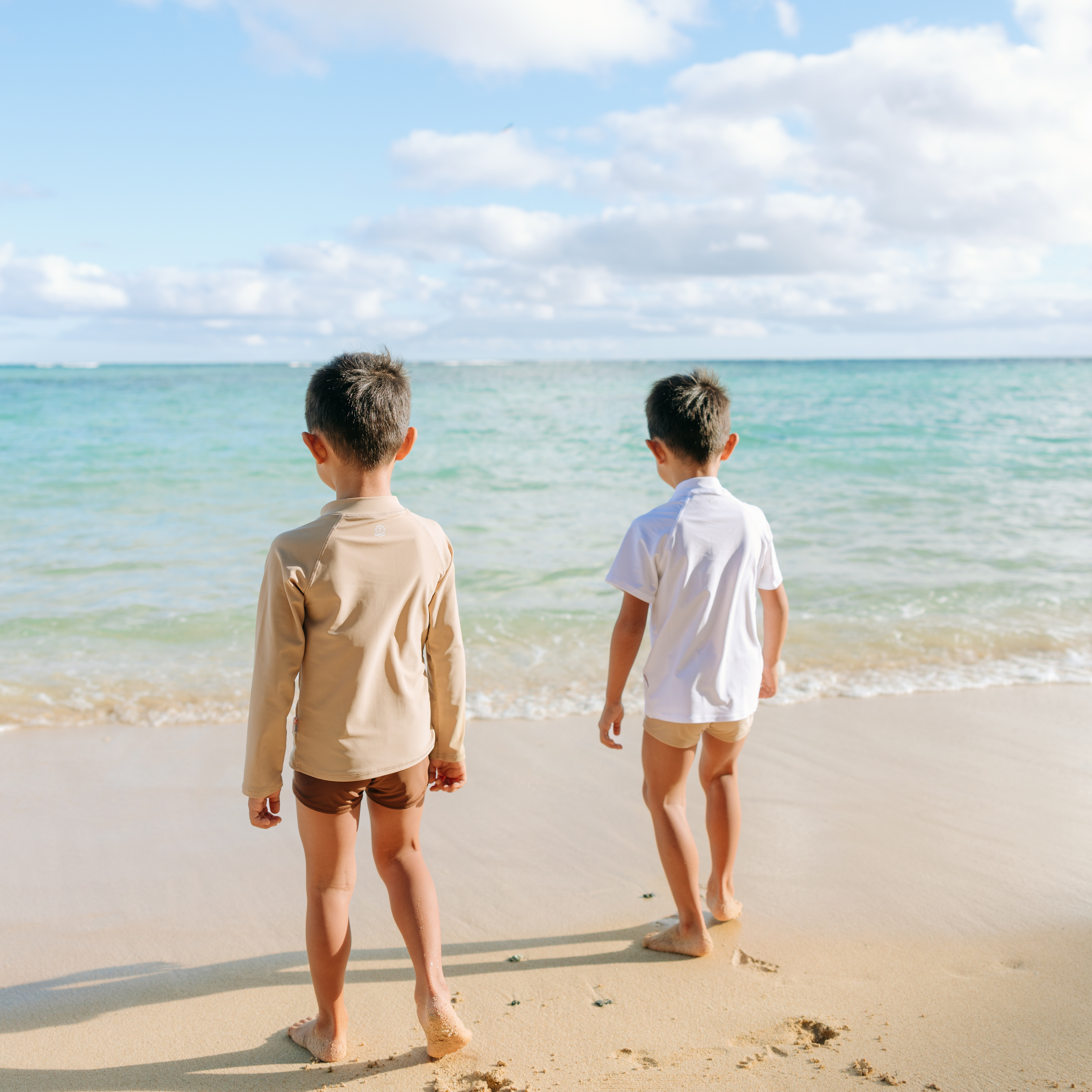 Kids UPF 50+ Long Sleeve Zipper Rash Guard Swim Shirt | "Sandy Beach"-SwimZip UPF 50+ Sun Protective Swimwear & UV Zipper Rash Guards-pos9