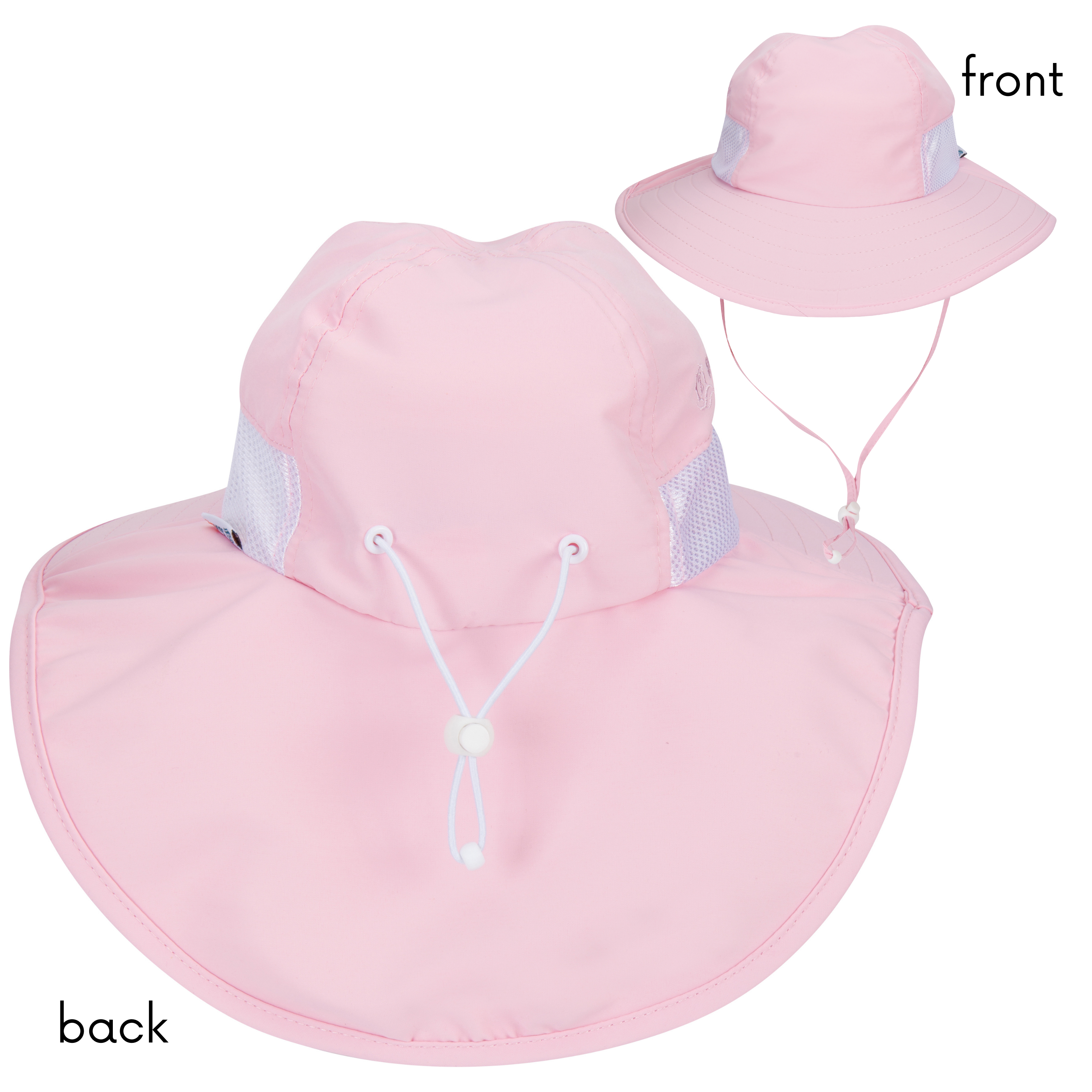 Kids Wide Brim + Flap Neck Sun Protective Adventure Hat - Pink-SwimZip UPF 50+ Sun Protective Swimwear & UV Zipper Rash Guards-pos8
