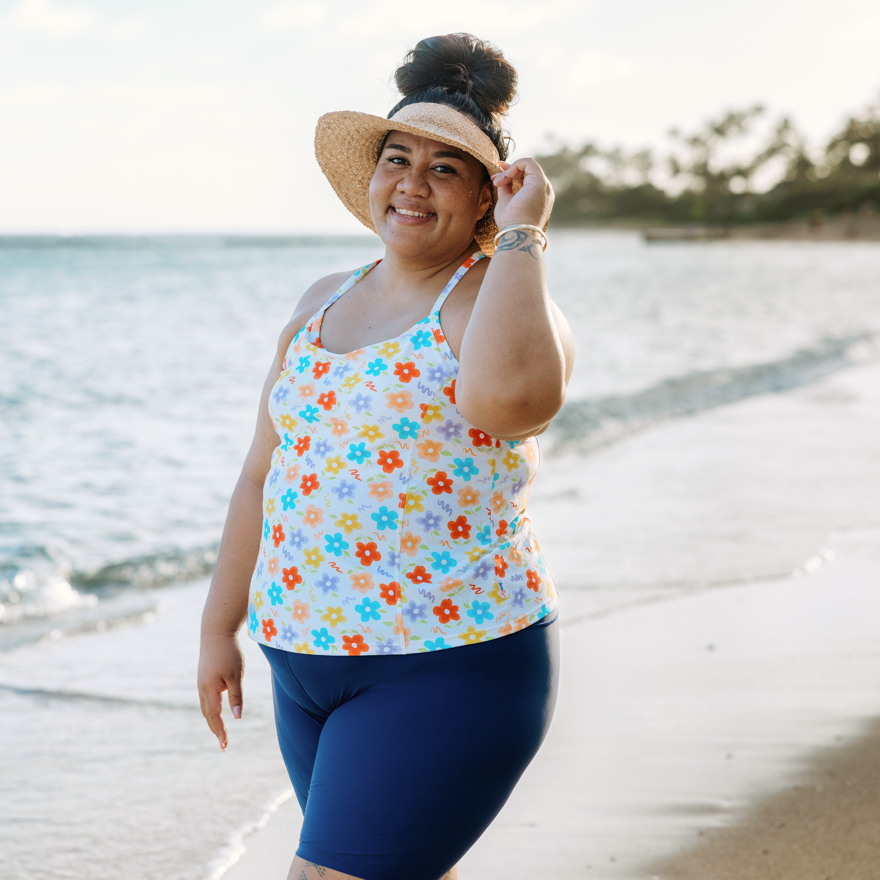 Women’s Strappy A-Line Tankini Top | “Blossom”-SwimZip UPF 50+ Sun Protective Swimwear & UV Zipper Rash Guards-pos2