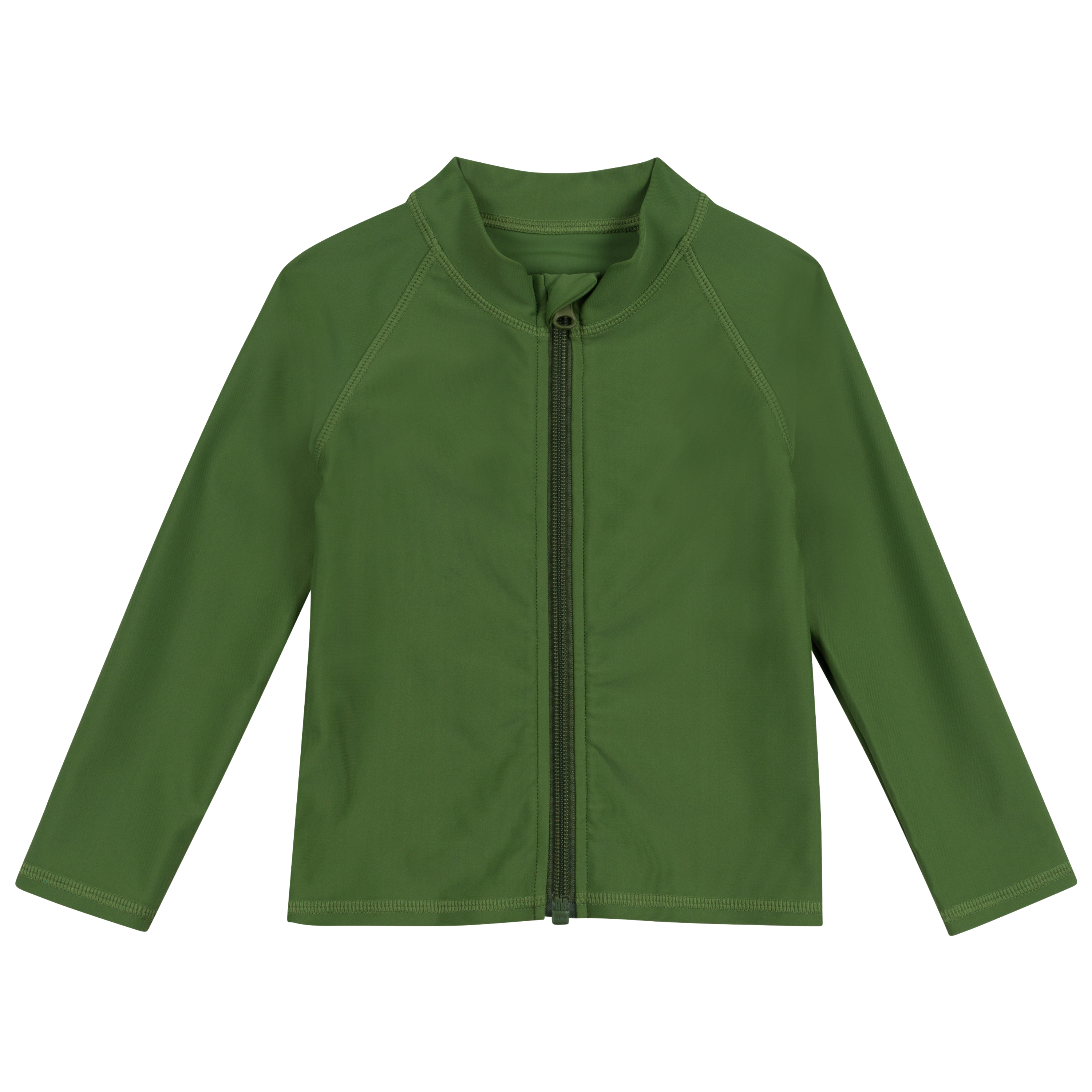 Kids UPF 50+ Long Sleeve Zipper Rash Guard Swim Shirt | "Garden Green"-6-12 Month-Garden Green-SwimZip UPF 50+ Sun Protective Swimwear & UV Zipper Rash Guards-pos1
