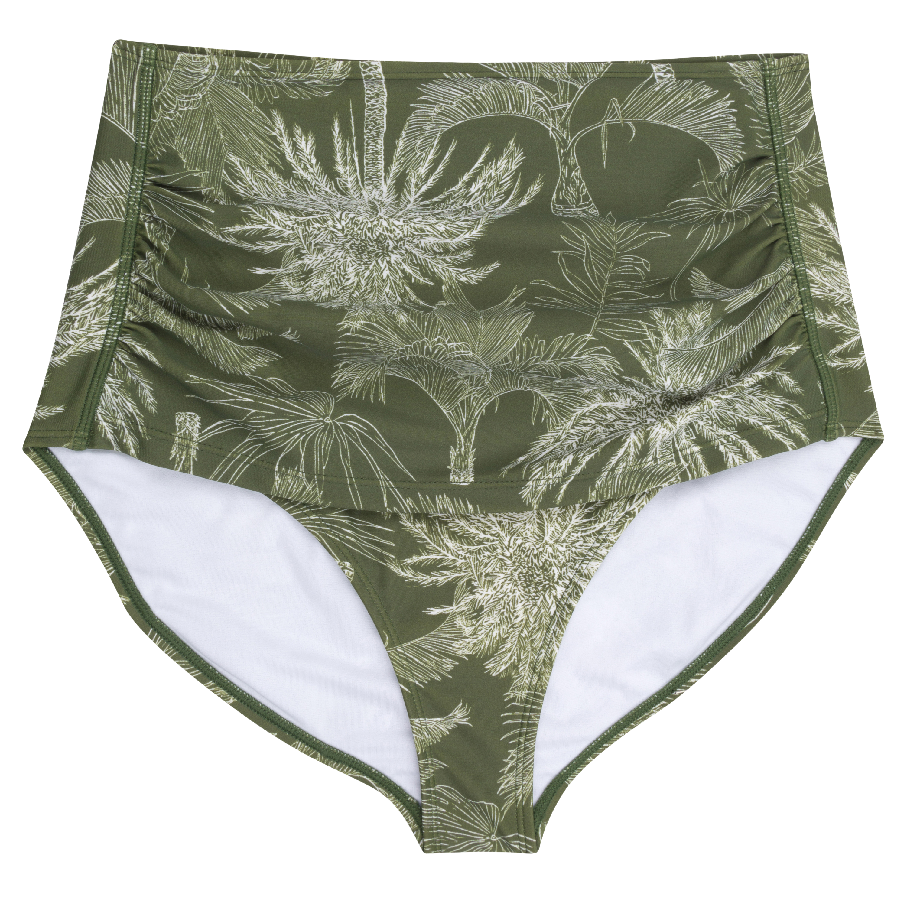 Women's High Waist Bikini Bottoms Ruched | "Hawaiian Rainforest"-SwimZip UPF 50+ Sun Protective Swimwear & UV Zipper Rash Guards-pos1