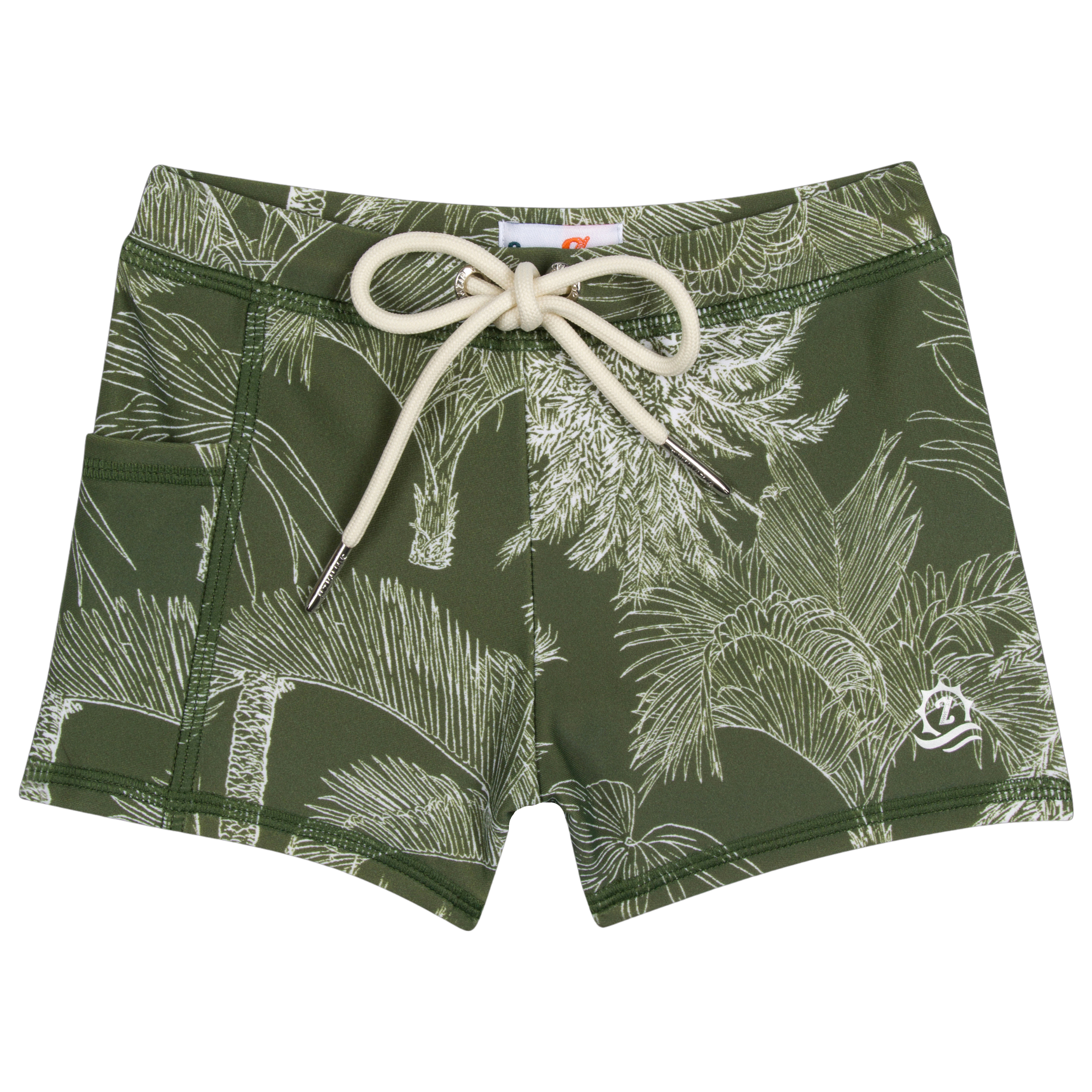 Kids Euro Swim Shorties | "Hawaiian Rainforest"-SwimZip UPF 50+ Sun Protective Swimwear & UV Zipper Rash Guards-pos1