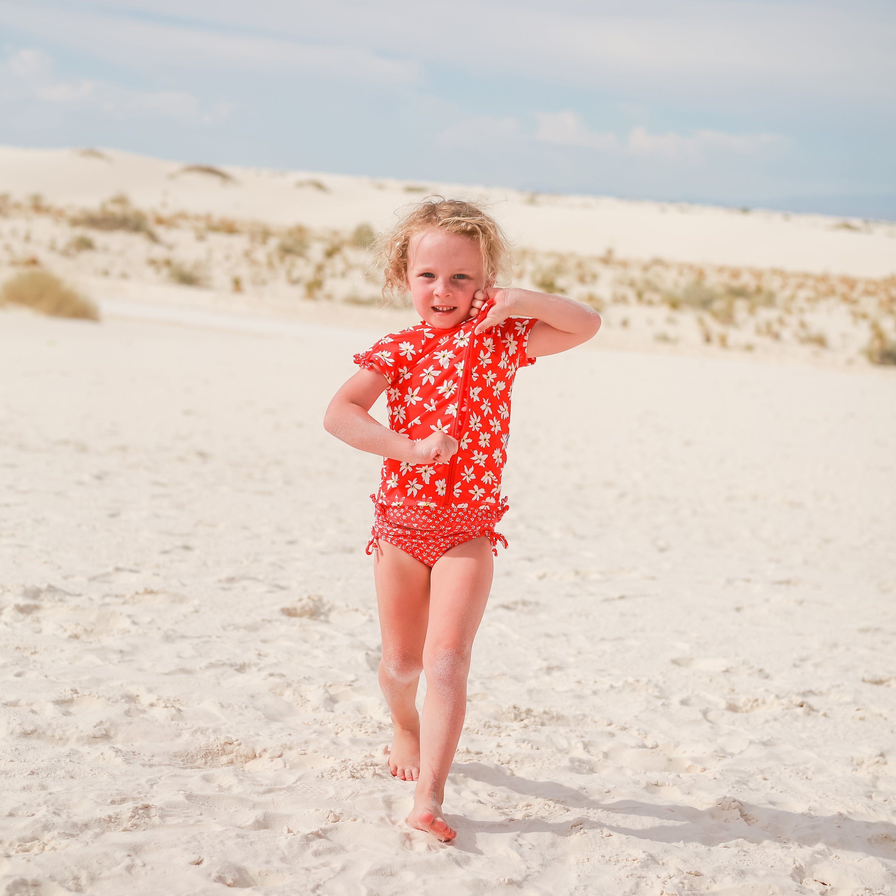 Girls Short Sleeve Rash Guard + Tankini Bikini Set (3 Piece) | "Daisy”-SwimZip UPF 50+ Sun Protective Swimwear & UV Zipper Rash Guards-pos4