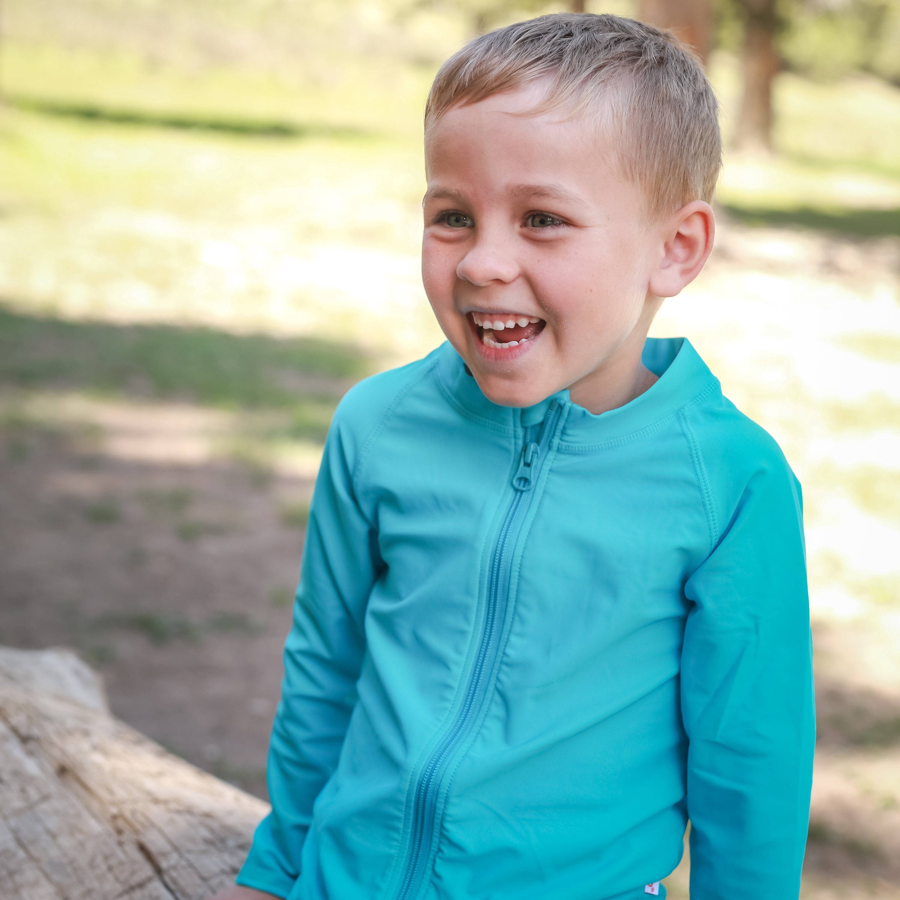Kids UPF 50+ Long Sleeve Zipper Rash Guard Swim Shirt | "Scuba Blue"-SwimZip UPF 50+ Sun Protective Swimwear & UV Zipper Rash Guards-pos9