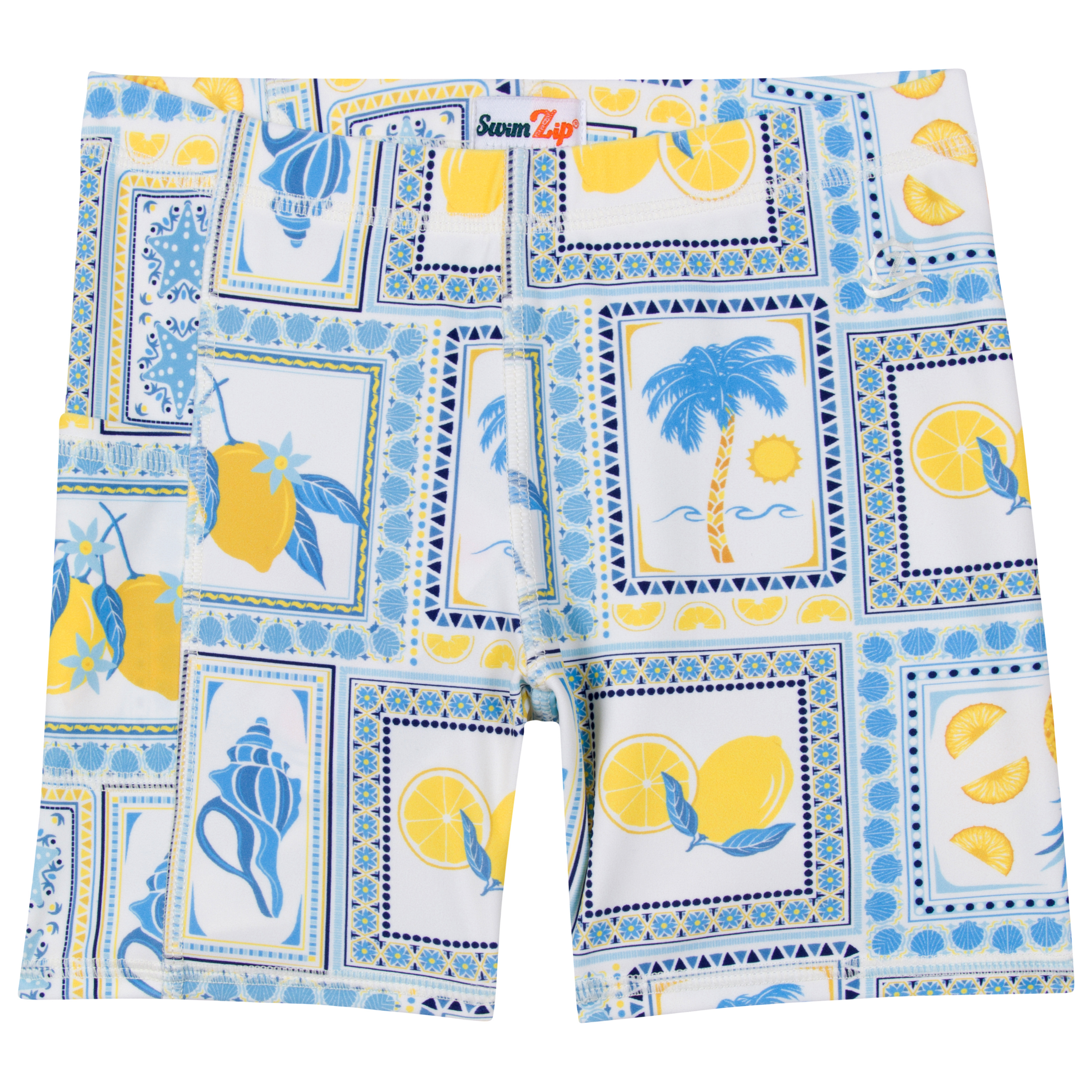 Kids Jammers Swim Shorts | "Mediterranean Lemons"-SwimZip UPF 50+ Sun Protective Swimwear & UV Zipper Rash Guards-pos1