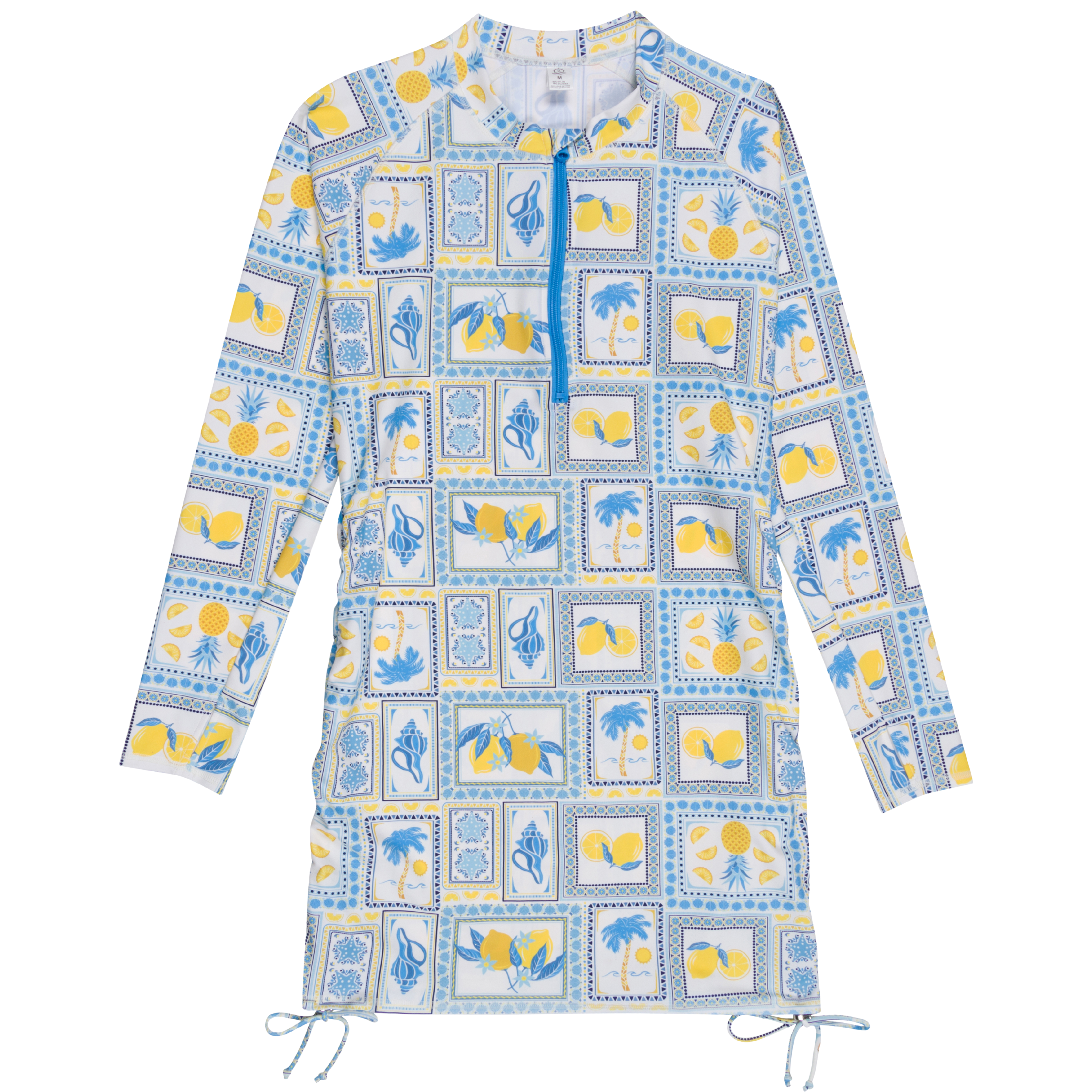Women's Half Zip Swim Dress Cover Up | "Mediterranean Lemons"-XS-Mediterranean Lemons-SwimZip UPF 50+ Sun Protective Swimwear & UV Zipper Rash Guards-pos1