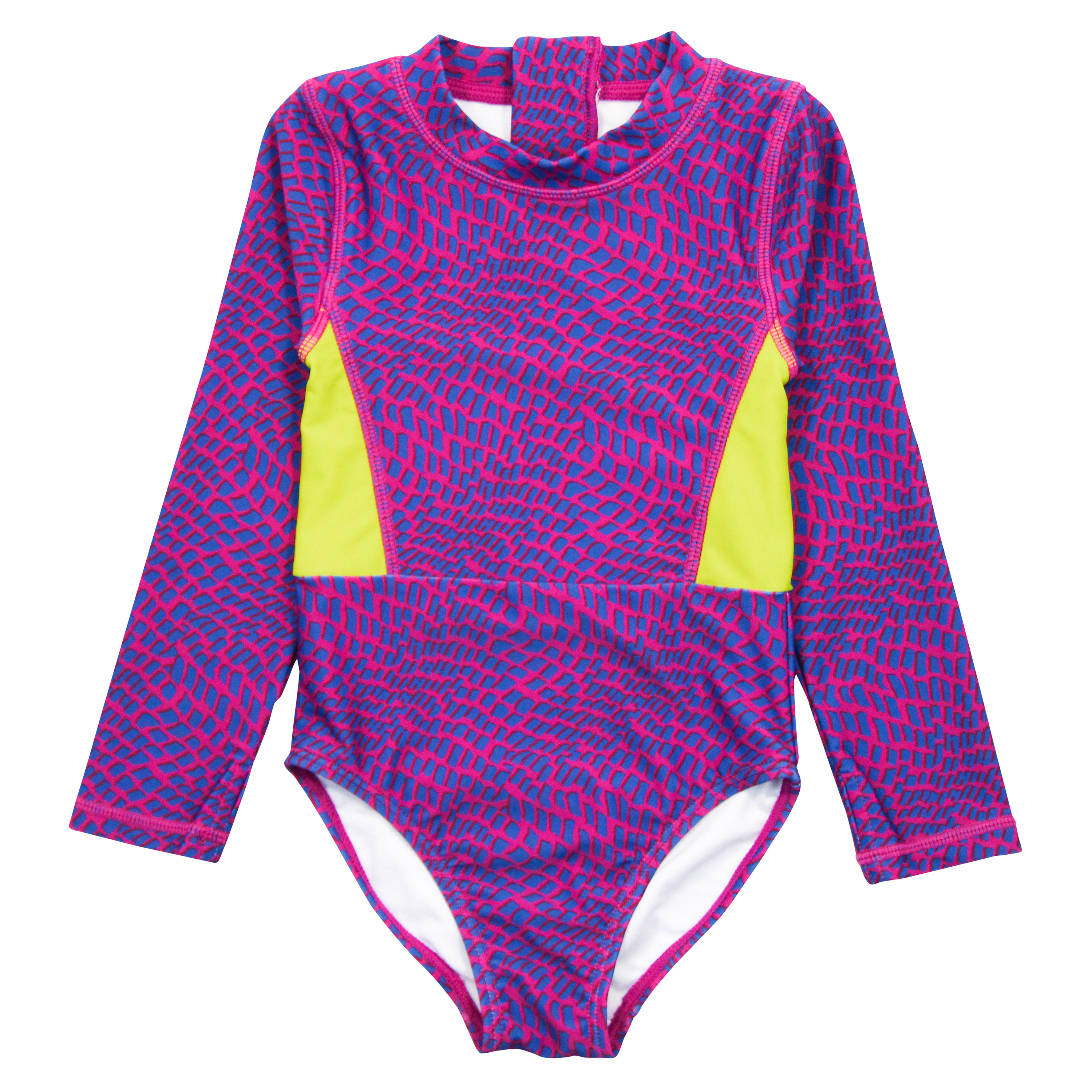 Girls Long Sleeve Surf Suit (One Piece Bodysuit) | "In Disguise"-SwimZip UPF 50+ Sun Protective Swimwear & UV Zipper Rash Guards-pos1