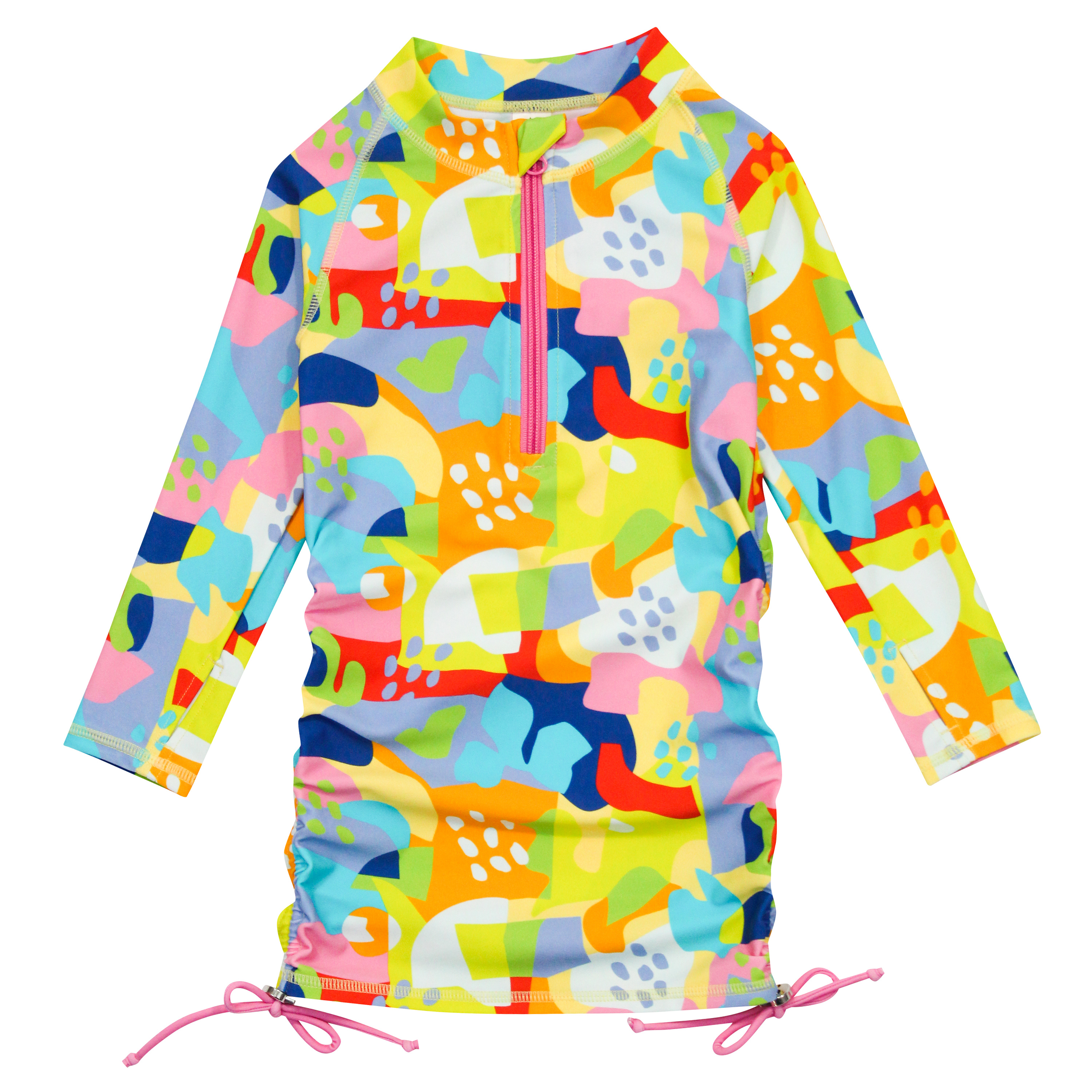 Girls Long Sleeve Swim Dress Cover Up | "Joyful"-2T-Joyful-SwimZip UPF 50+ Sun Protective Swimwear & UV Zipper Rash Guards-pos1