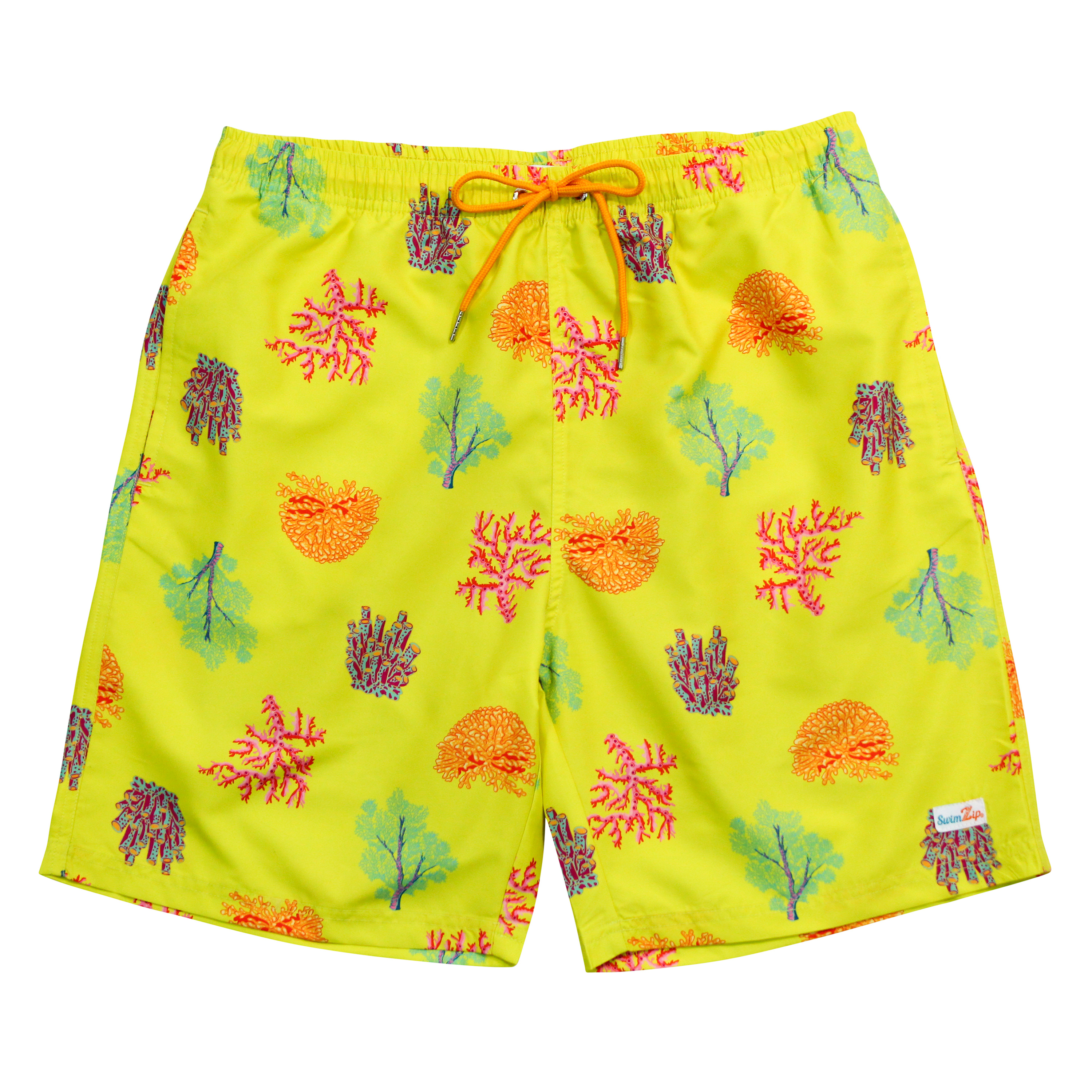 Men's 8" Swim Trunks Boxer Brief Liner | "Coral"-S-Coral-SwimZip UPF 50+ Sun Protective Swimwear & UV Zipper Rash Guards-pos1