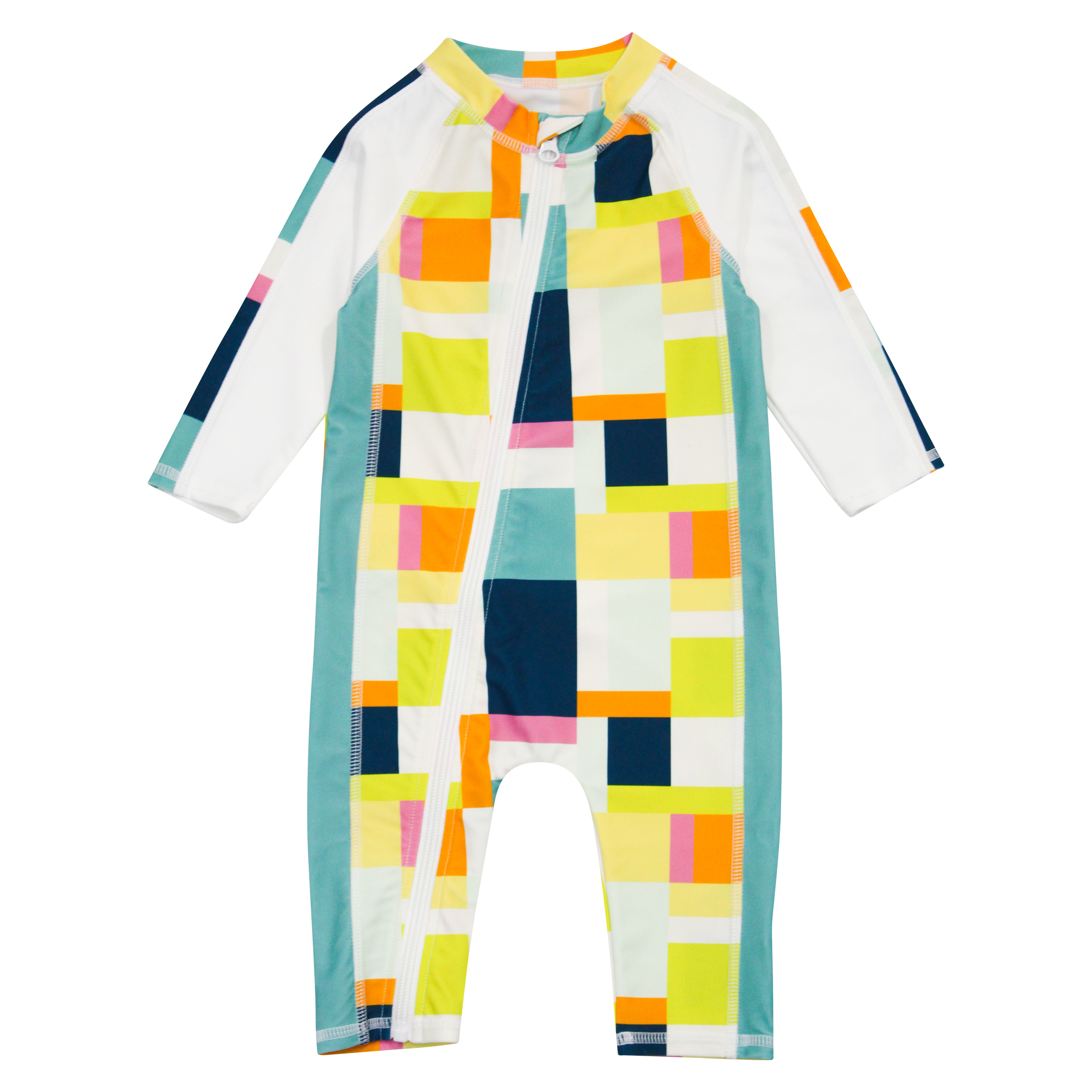 Sunsuit - Long Sleeve Romper Swimsuit | "Check It Out"-SwimZip UPF 50+ Sun Protective Swimwear & UV Zipper Rash Guards-pos1
