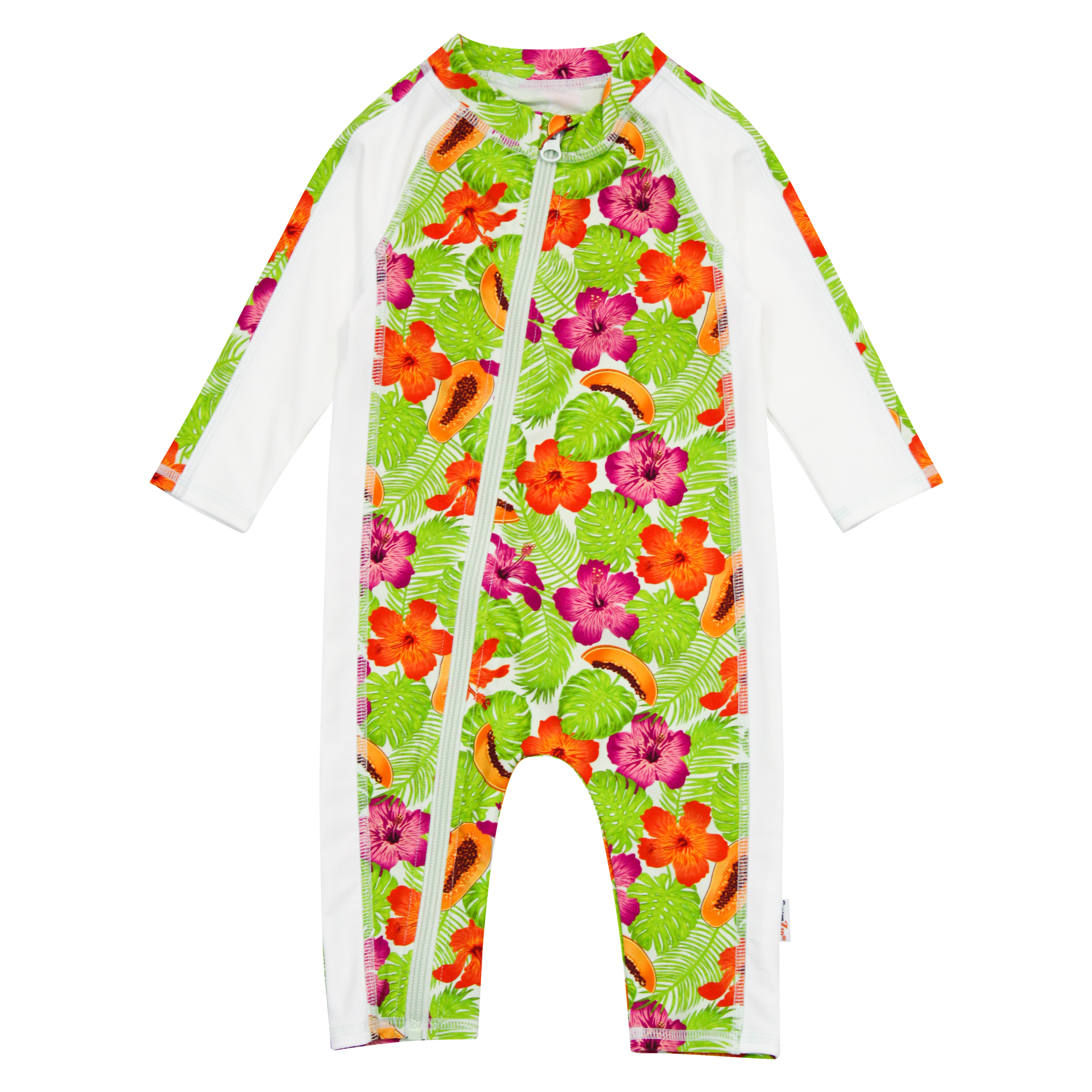 Sunsuit - Long Sleeve Romper Swimsuit | "Hibiscus"-SwimZip UPF 50+ Sun Protective Swimwear & UV Zipper Rash Guards-pos1