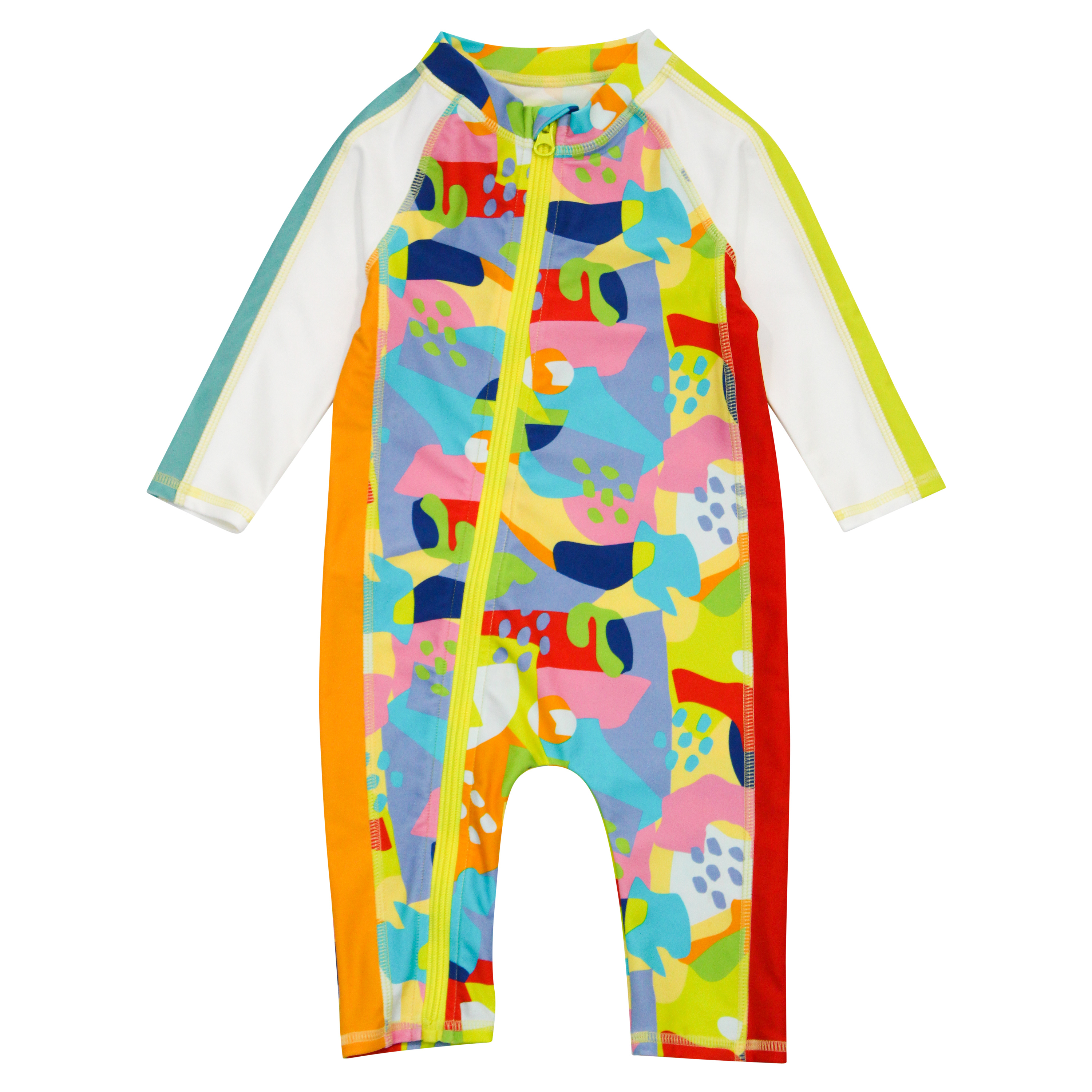 Sunsuit - Long Sleeve Romper Swimsuit | "Joyful"-0-6 Month-Joyful-SwimZip UPF 50+ Sun Protective Swimwear & UV Zipper Rash Guards-pos1