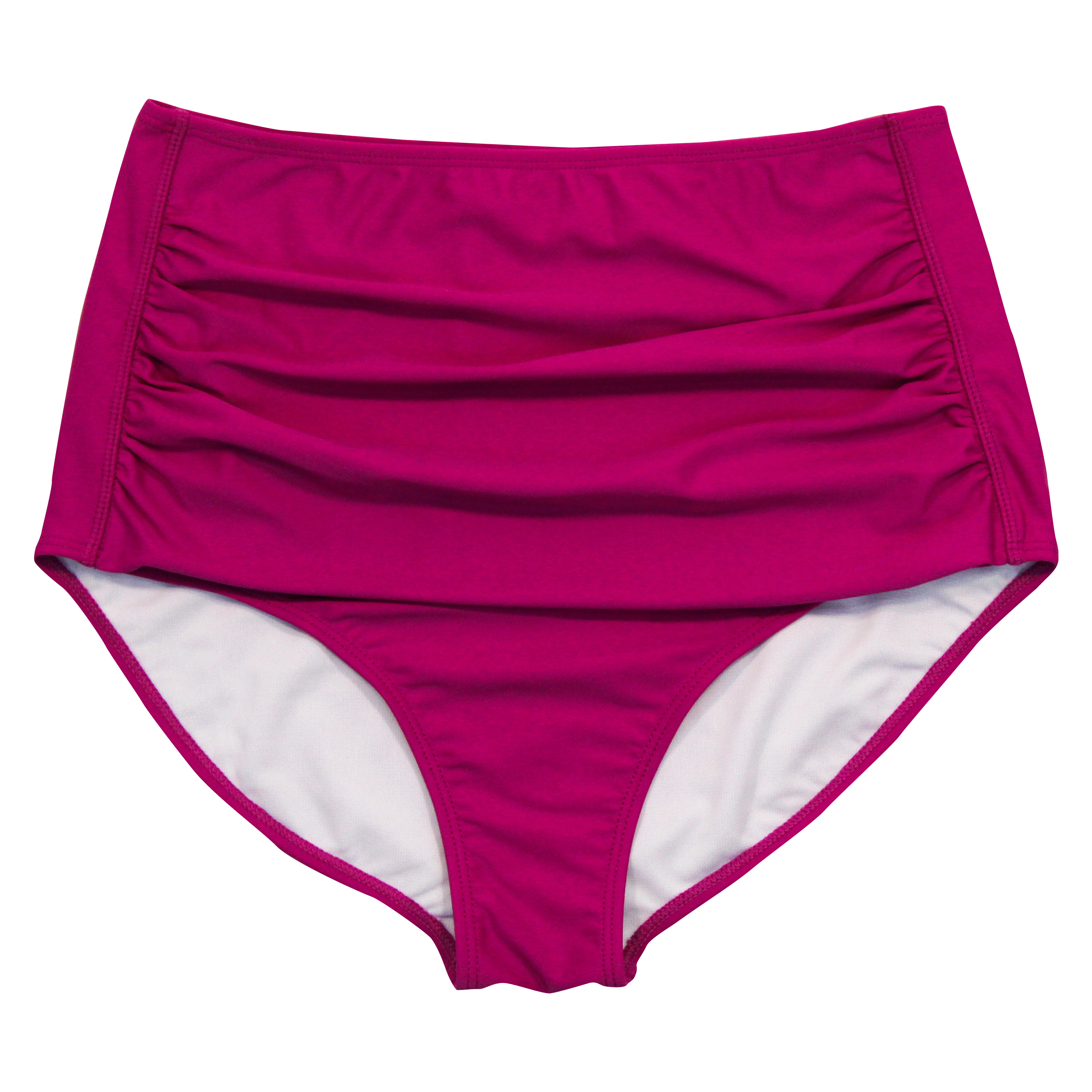 Women's High Waist Bikini Bottoms Ruched | "Fuchsia"-SwimZip UPF 50+ Sun Protective Swimwear & UV Zipper Rash Guards-pos1