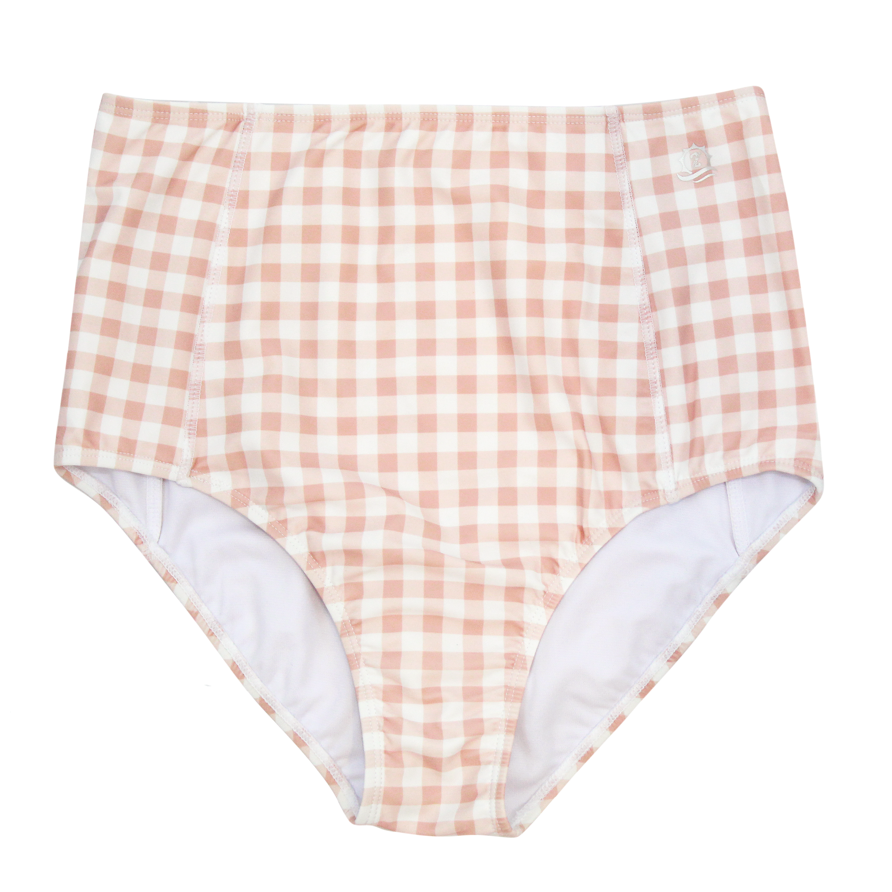 Women's High Waist Bikini Bottoms | "Pink Gingham"-SwimZip UPF 50+ Sun Protective Swimwear & UV Zipper Rash Guards-pos1