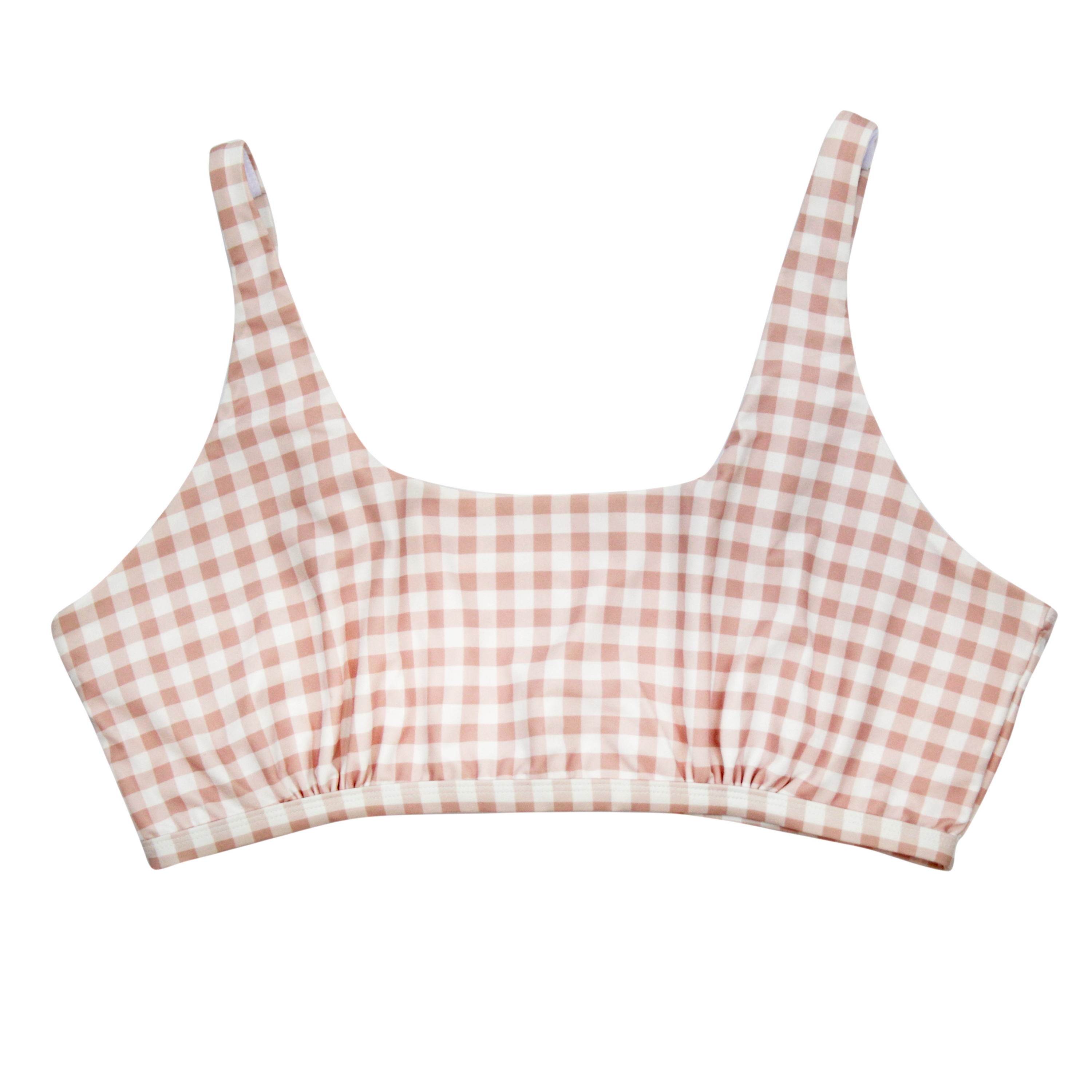 Women's Scoop Neck Bikini Top Plus Size | "Pink Gingham"-SwimZip UPF 50+ Sun Protective Swimwear & UV Zipper Rash Guards-pos1