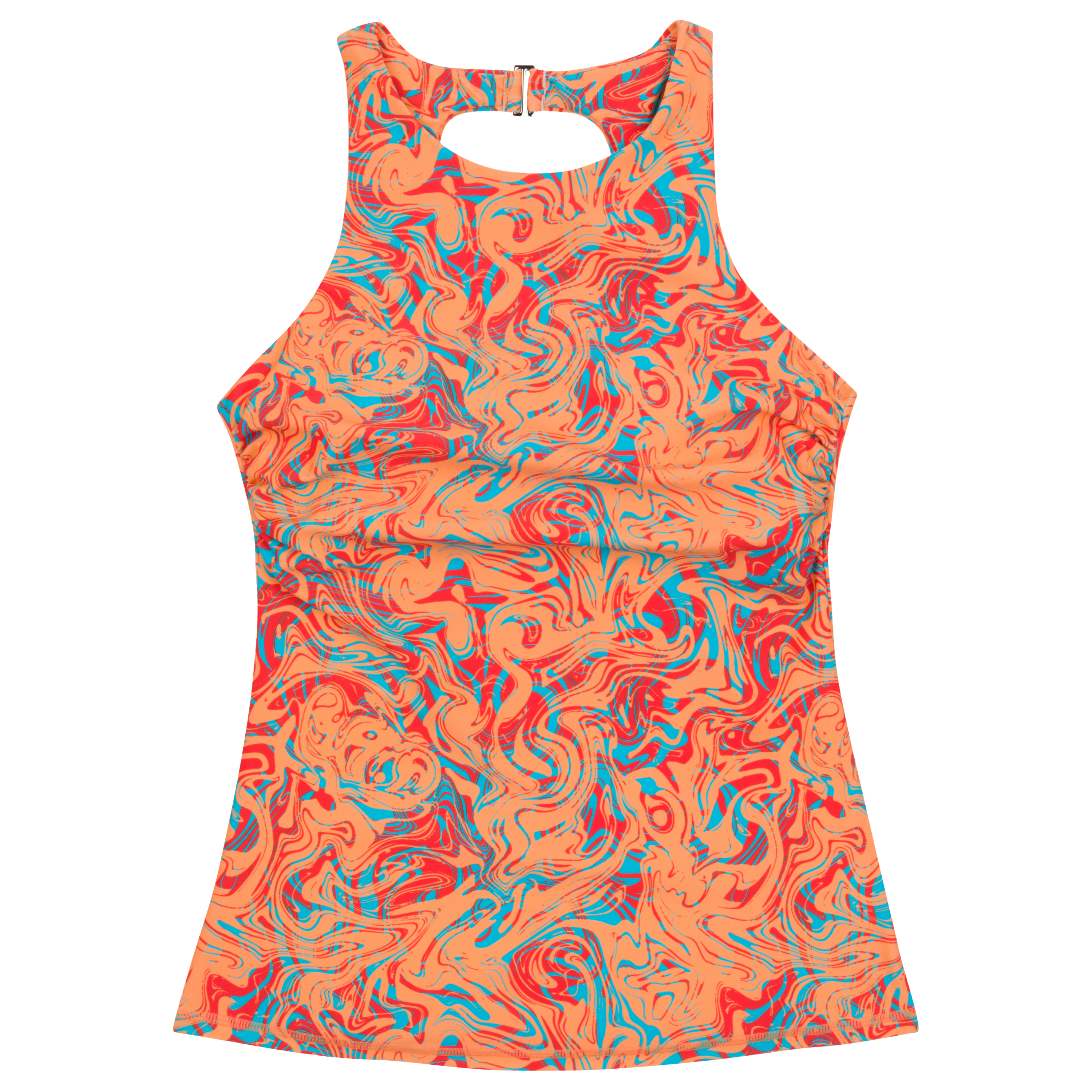 Women’s High Neck Fitted Tankini Top | “Swirl”-XS-Swirl-SwimZip UPF 50+ Sun Protective Swimwear & UV Zipper Rash Guards-pos1