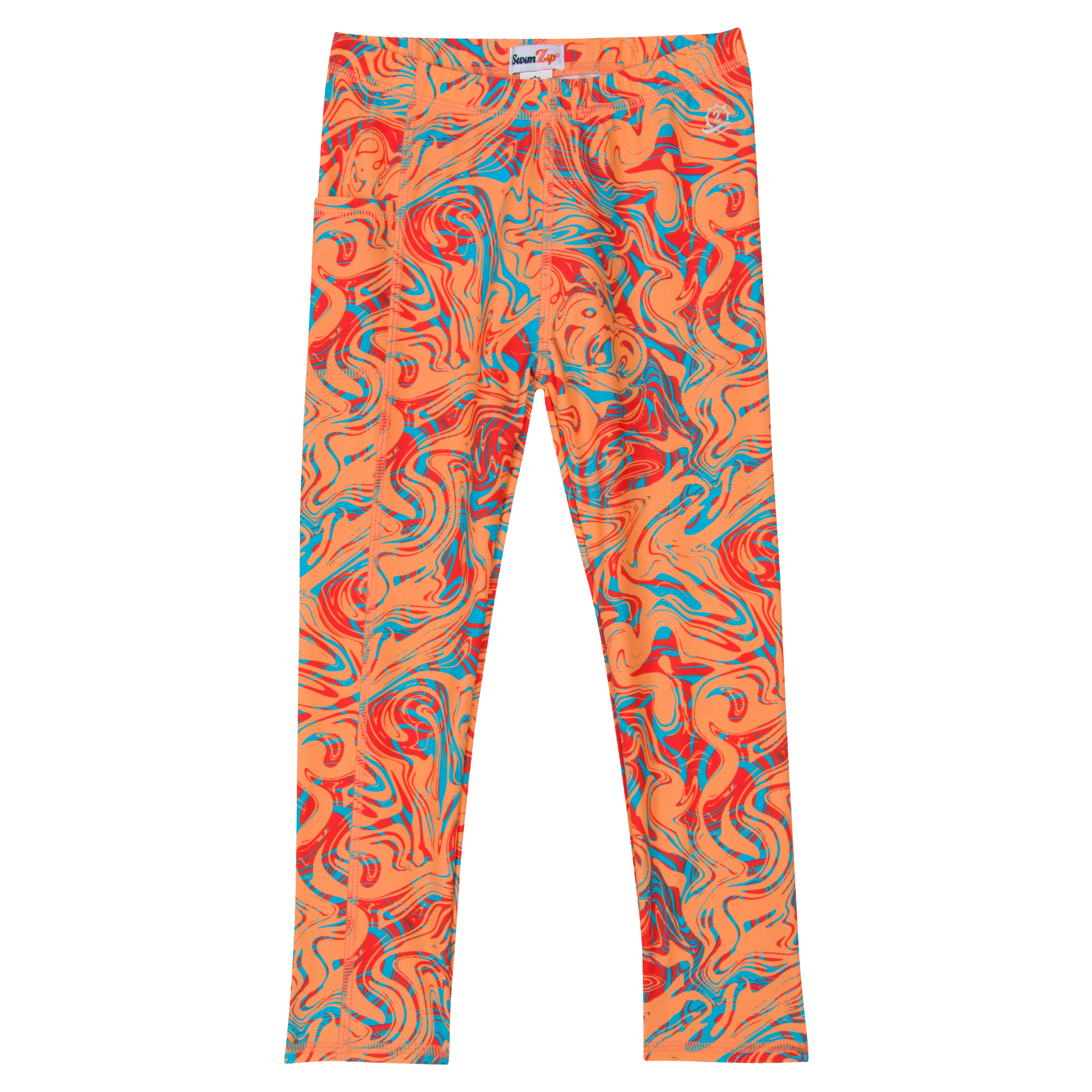 Kids Swim Pants | "Swirl"-6-12 Month-Swirl-SwimZip UPF 50+ Sun Protective Swimwear & UV Zipper Rash Guards-pos1