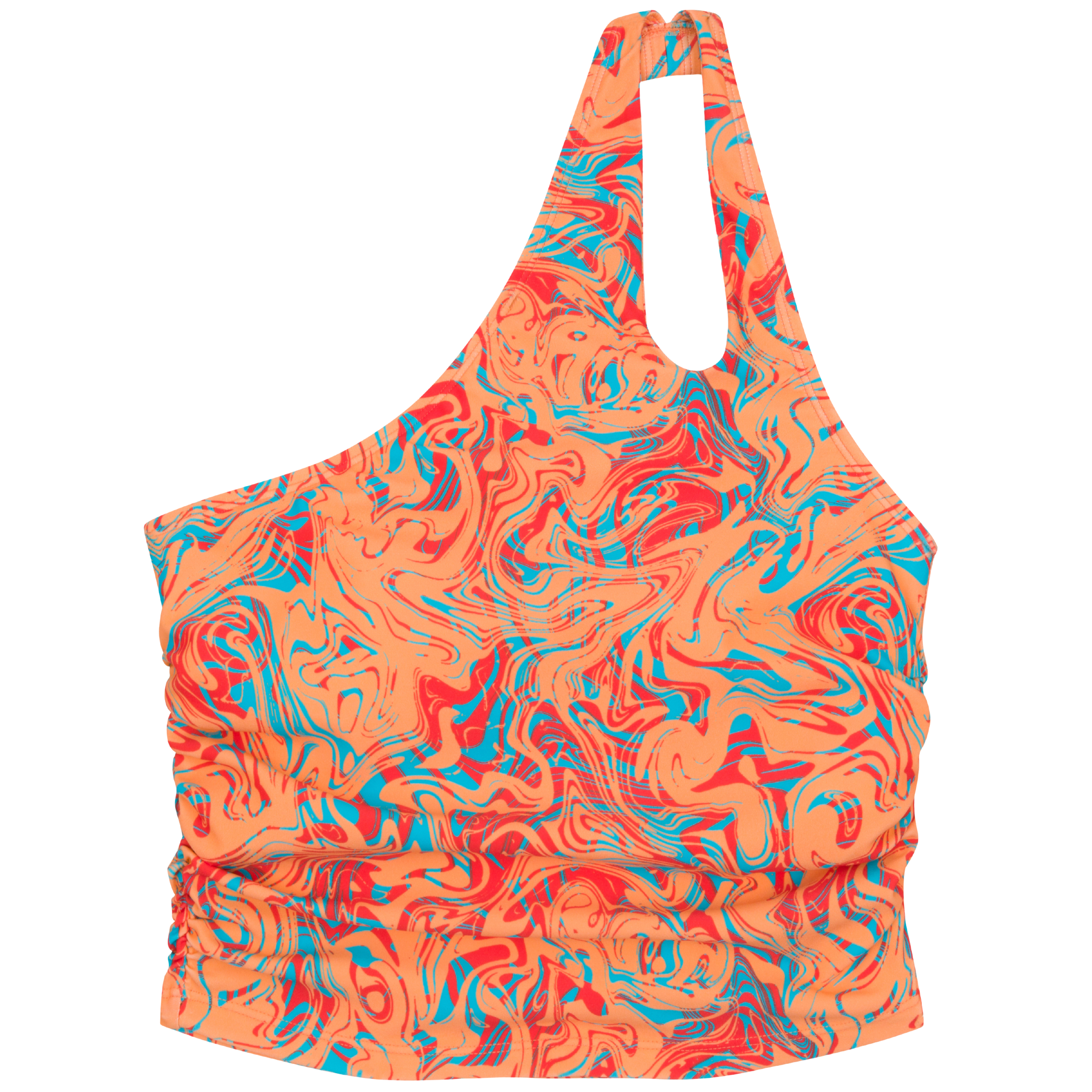 Women’s One Shoulder Crop Tankini Top | “Swirl”-XS-Swirl-SwimZip UPF 50+ Sun Protective Swimwear & UV Zipper Rash Guards-pos1