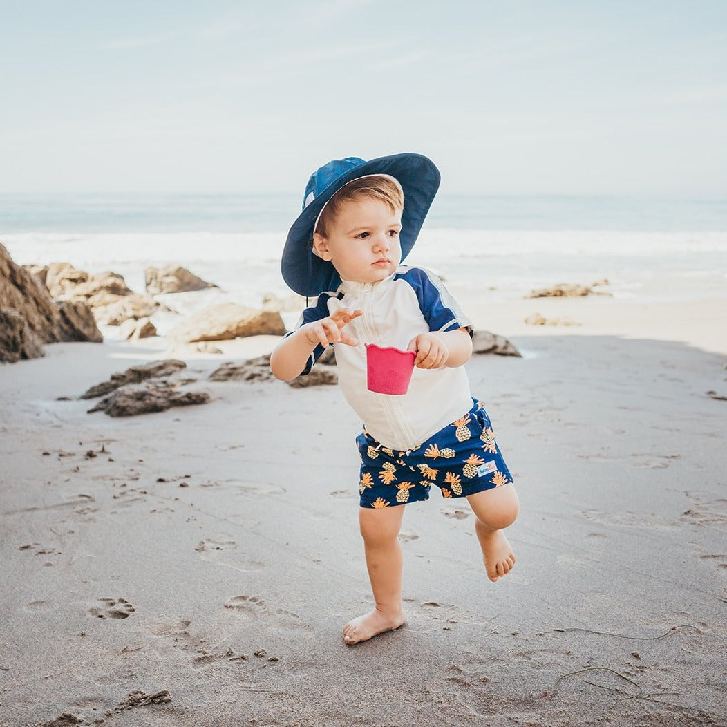 Kids Wide Brim Sun Hat "Fun Sun Day Play Hat" - Navy-SwimZip UPF 50+ Sun Protective Swimwear & UV Zipper Rash Guards-pos8