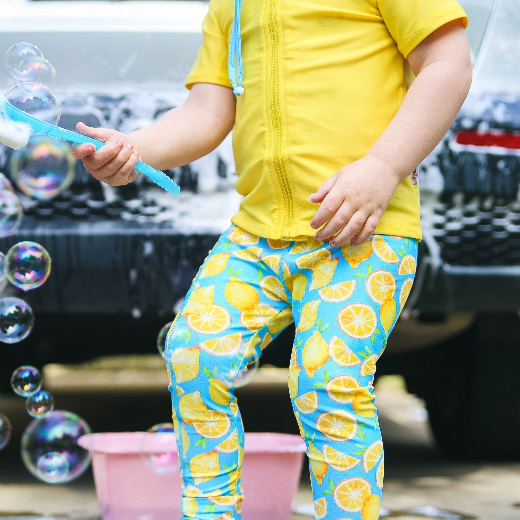 Kids Swim Pants | "Lemons"-SwimZip UPF 50+ Sun Protective Swimwear & UV Zipper Rash Guards-pos12
