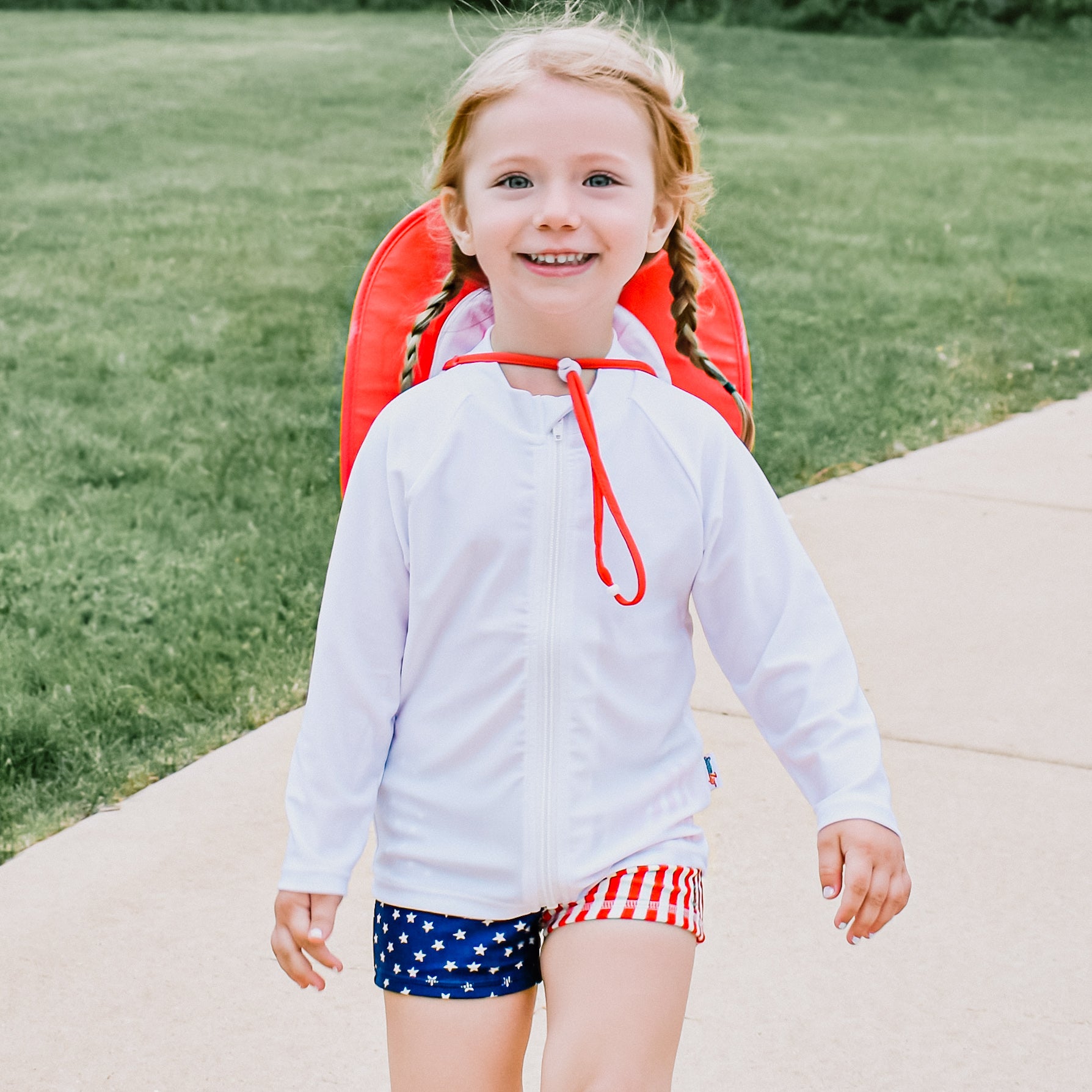 Kids Wide Brim Sun Hat "Fun Sun Day Play Hat" - Red-SwimZip UPF 50+ Sun Protective Swimwear & UV Zipper Rash Guards-pos4