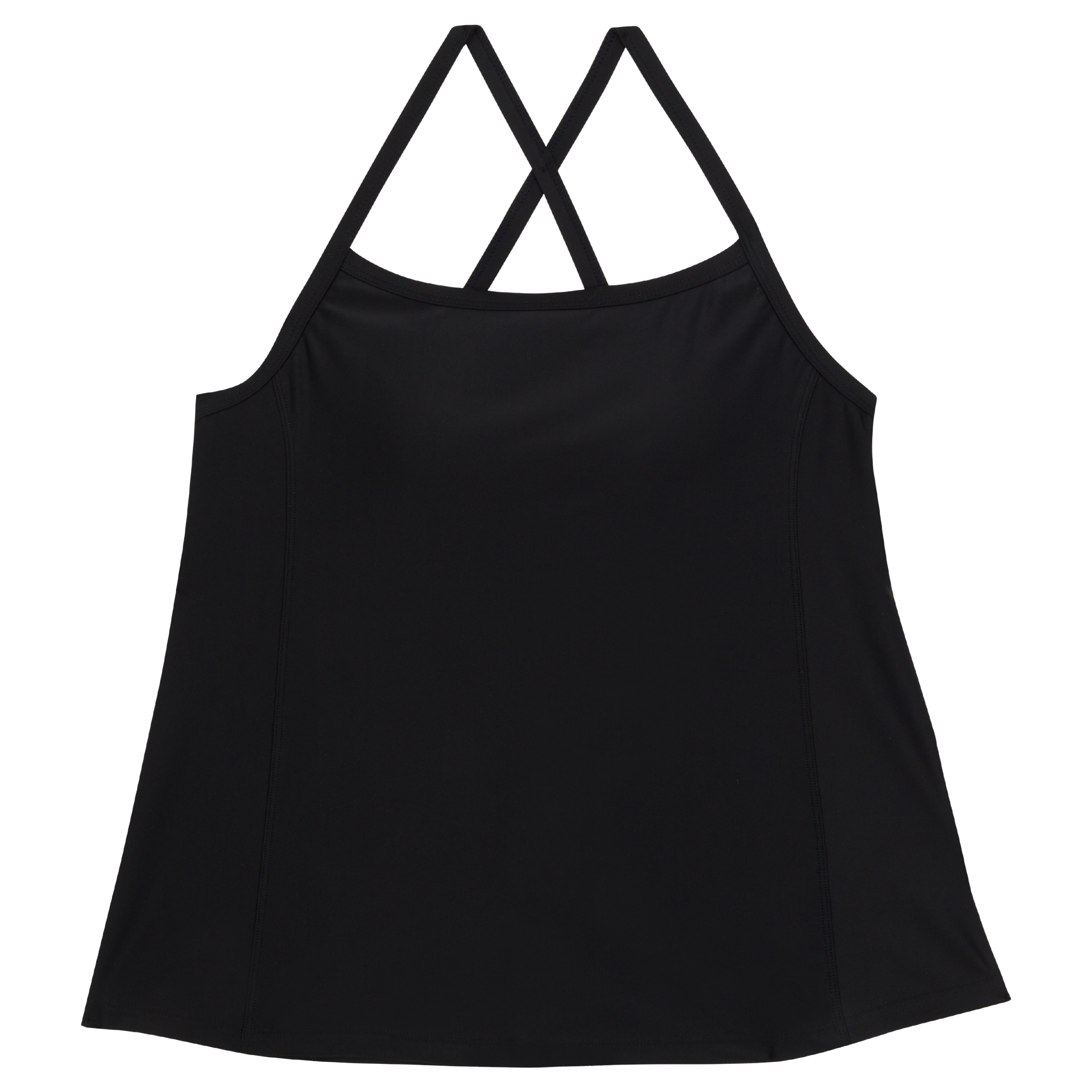 Women’s Strappy A-Line Tankini Top | “Black”-SwimZip UPF 50+ Sun Protective Swimwear & UV Zipper Rash Guards-pos1