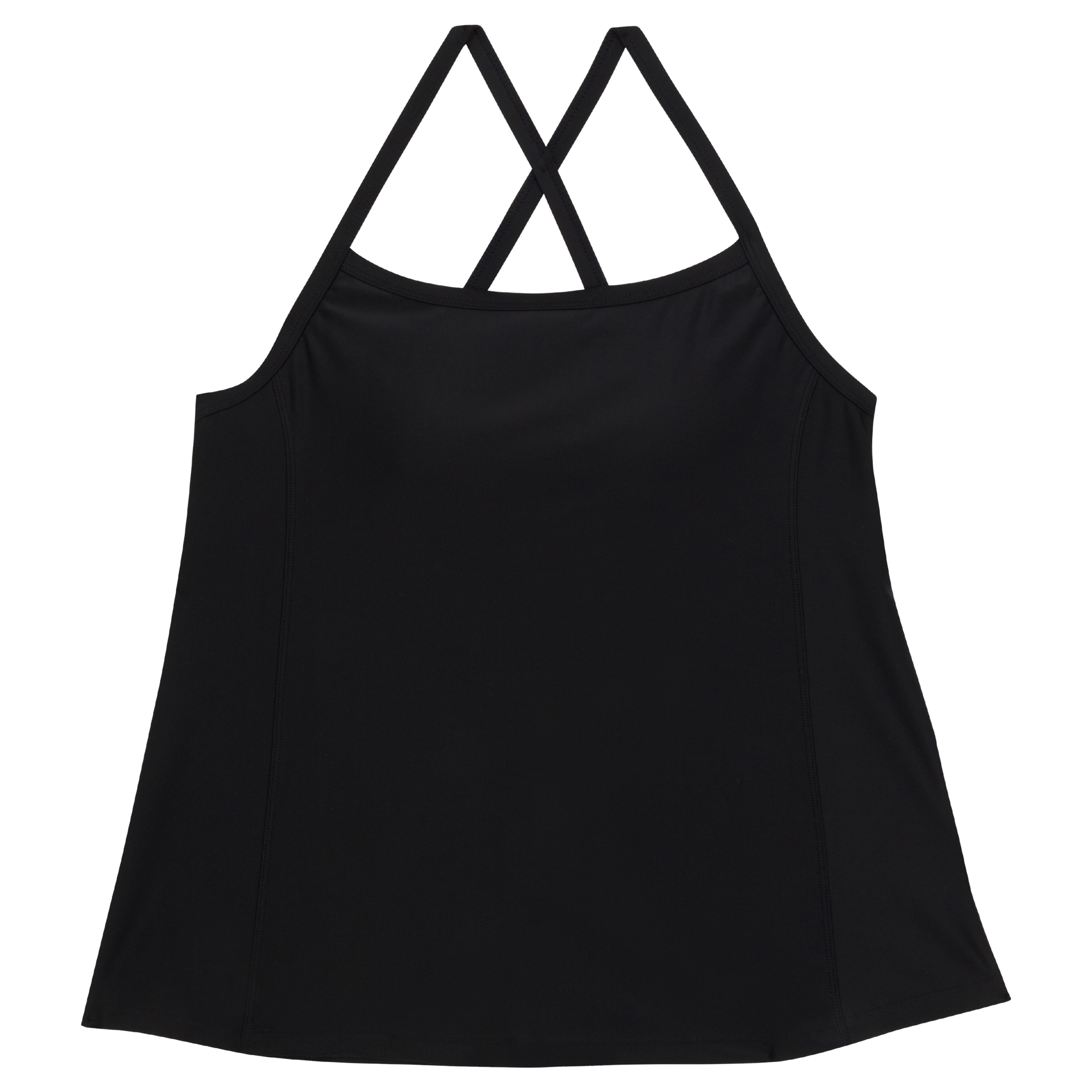 Women's Strappy A-Line Tankini Top | “Black”