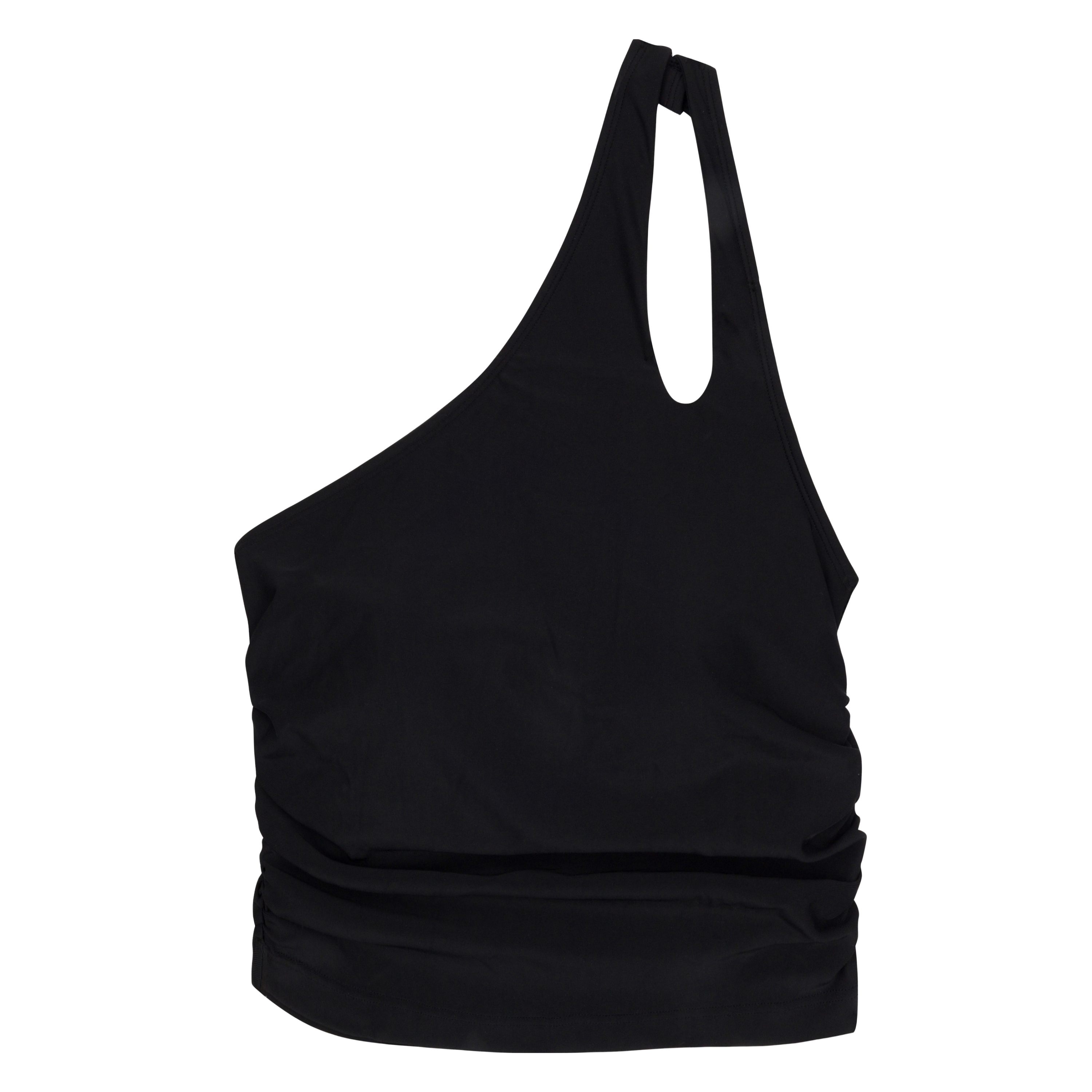 Women’s One Shoulder Crop Tankini Top | “Black”-SwimZip UPF 50+ Sun Protective Swimwear & UV Zipper Rash Guards-pos1