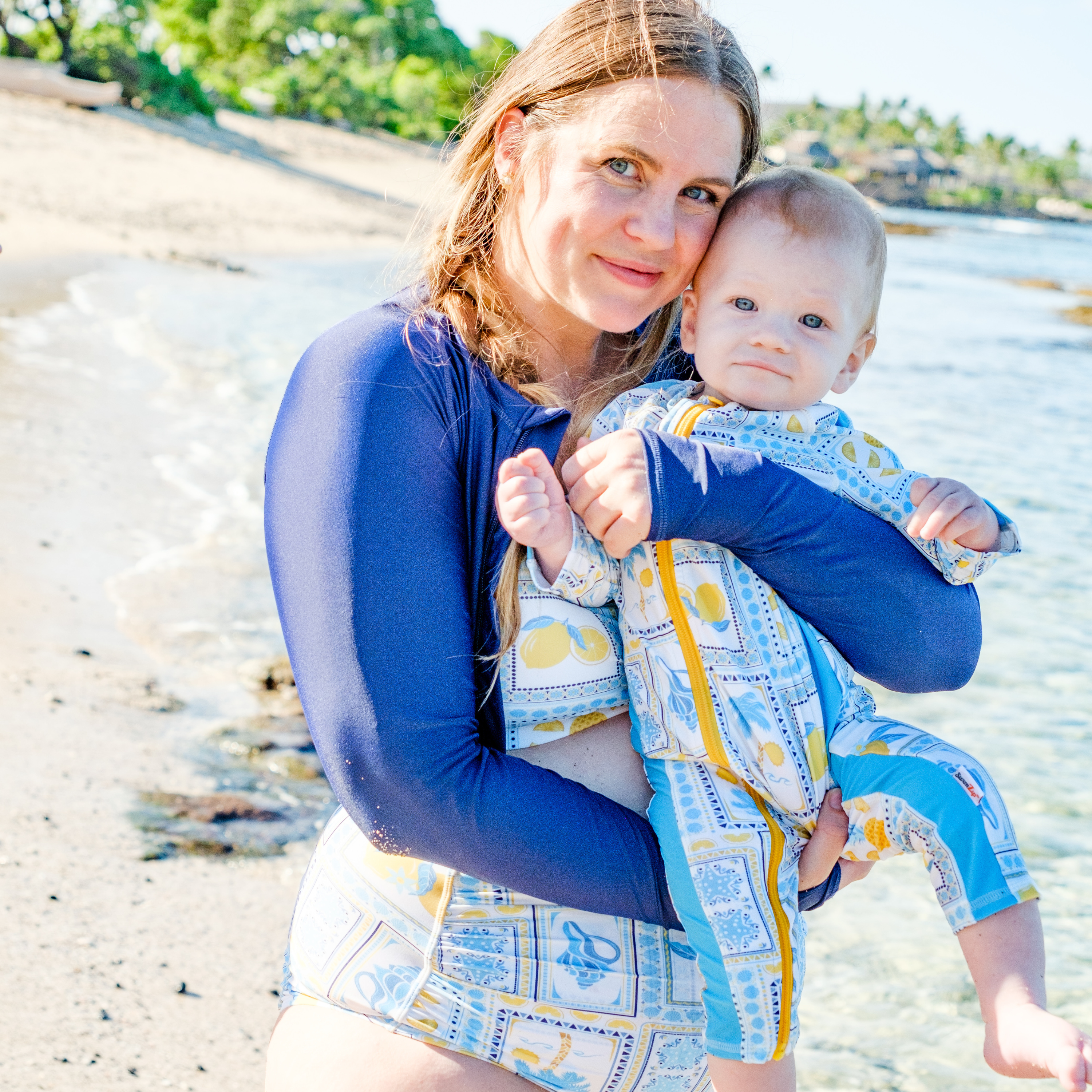 Sunsuit - Long Sleeve Romper Swimsuit | "Mediterranean Lemons"-SwimZip UPF 50+ Sun Protective Swimwear & UV Zipper Rash Guards-pos2