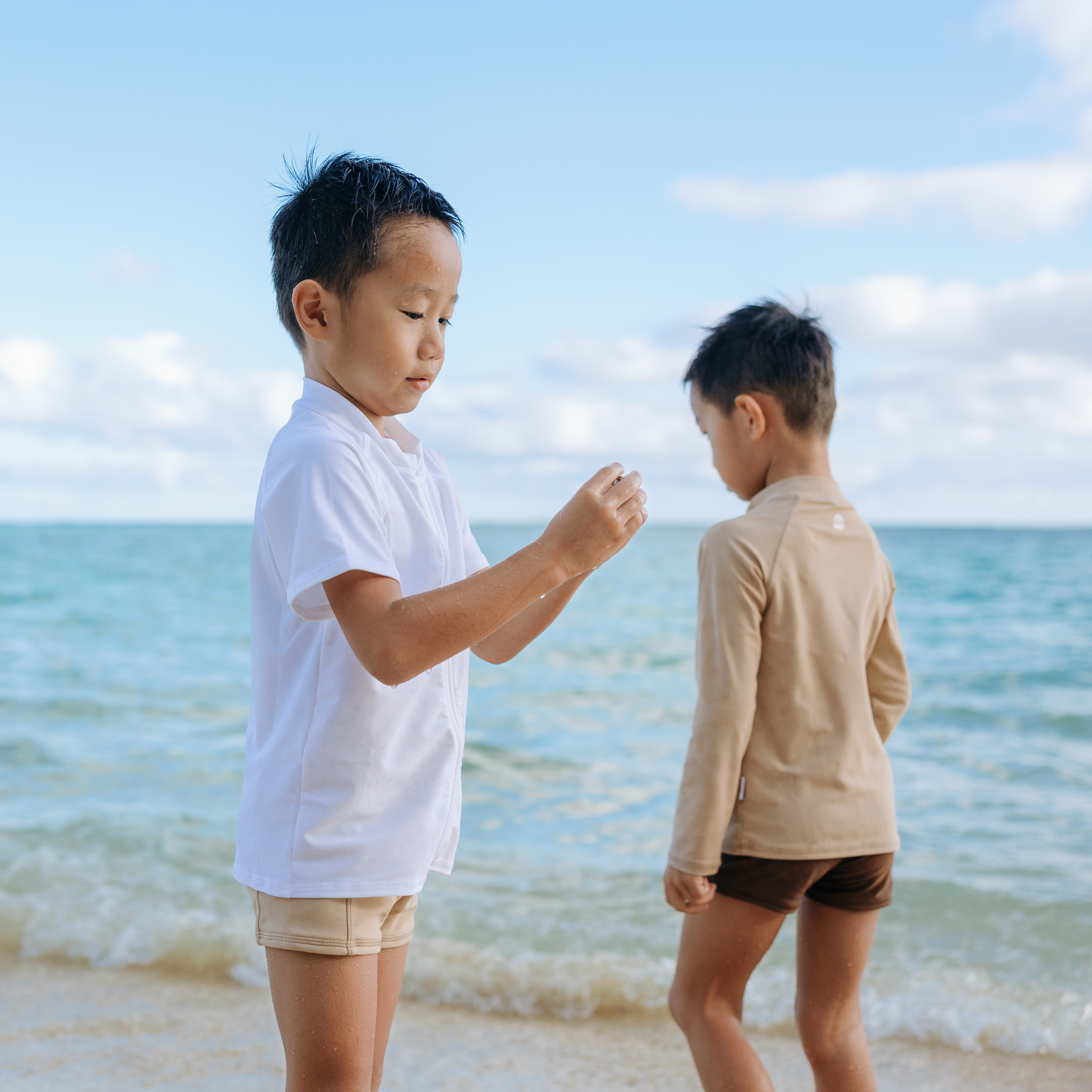 Kids Euro Swim Shorties | "Cold Brew"-SwimZip UPF 50+ Sun Protective Swimwear & UV Zipper Rash Guards-pos5