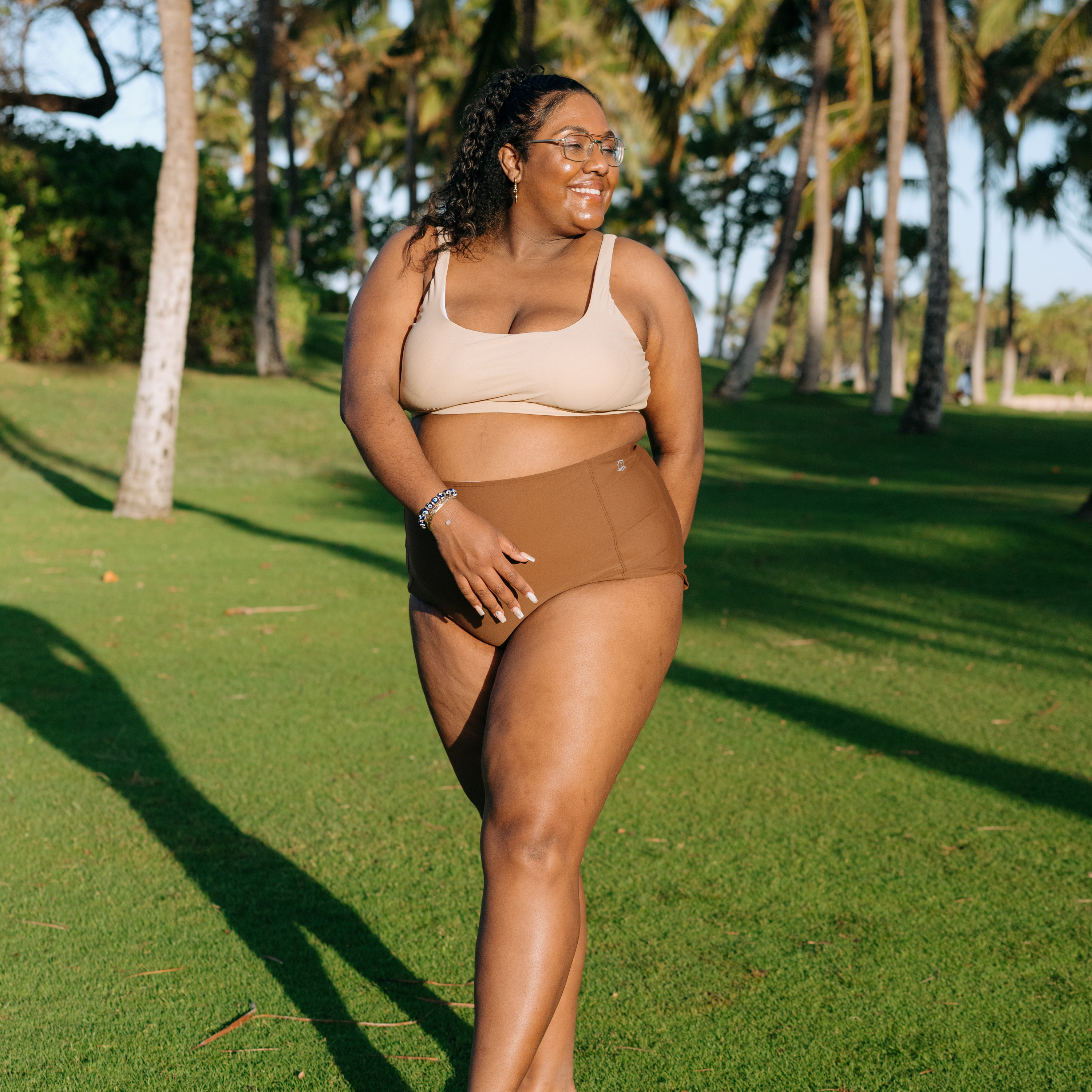 Women's Scoop Neck Bikini Top Plus Size | "Sandy Beach"-SwimZip UPF 50+ Sun Protective Swimwear & UV Zipper Rash Guards-pos2