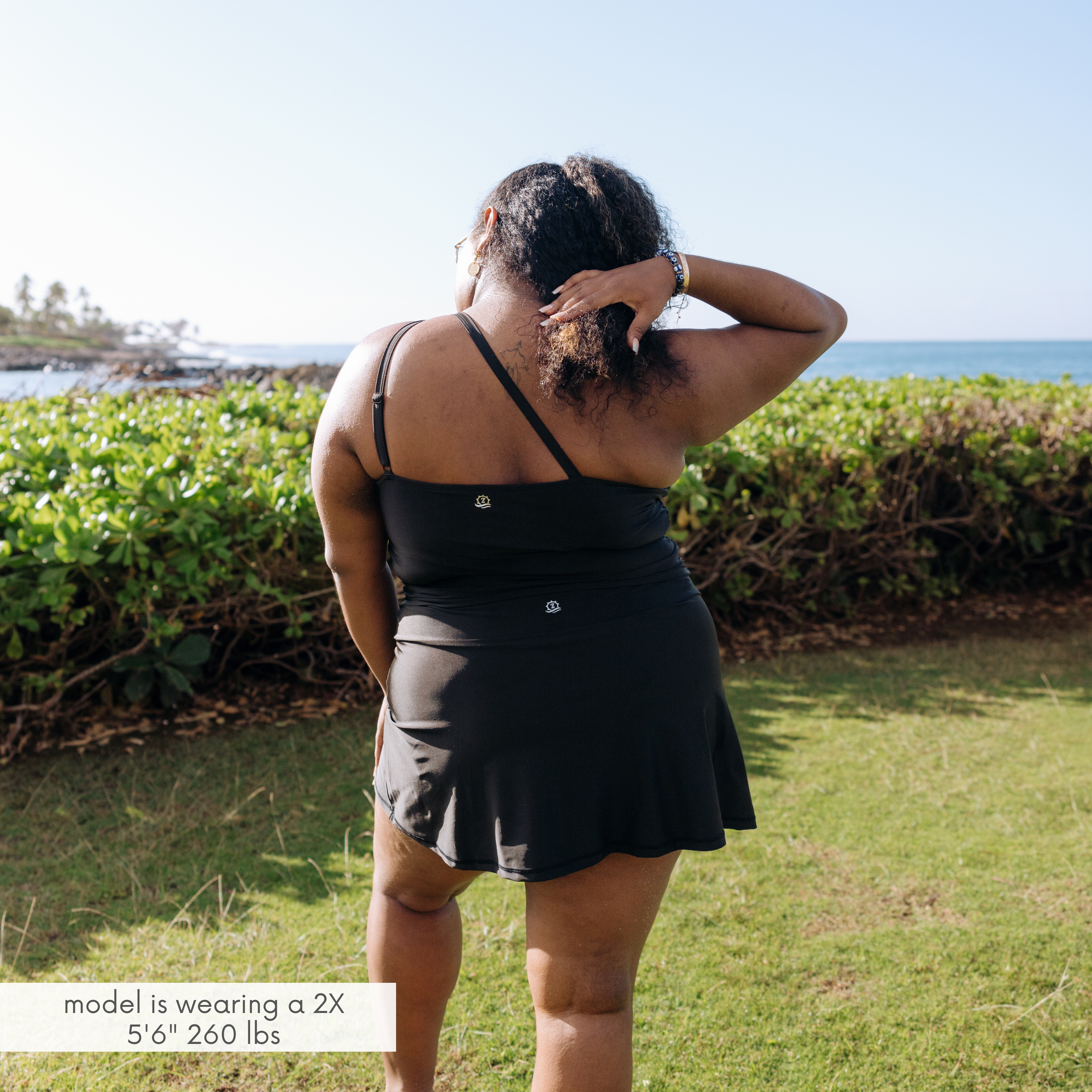 Women’s One Shoulder Crop Tankini Top | “Black”-SwimZip UPF 50+ Sun Protective Swimwear & UV Zipper Rash Guards-pos5