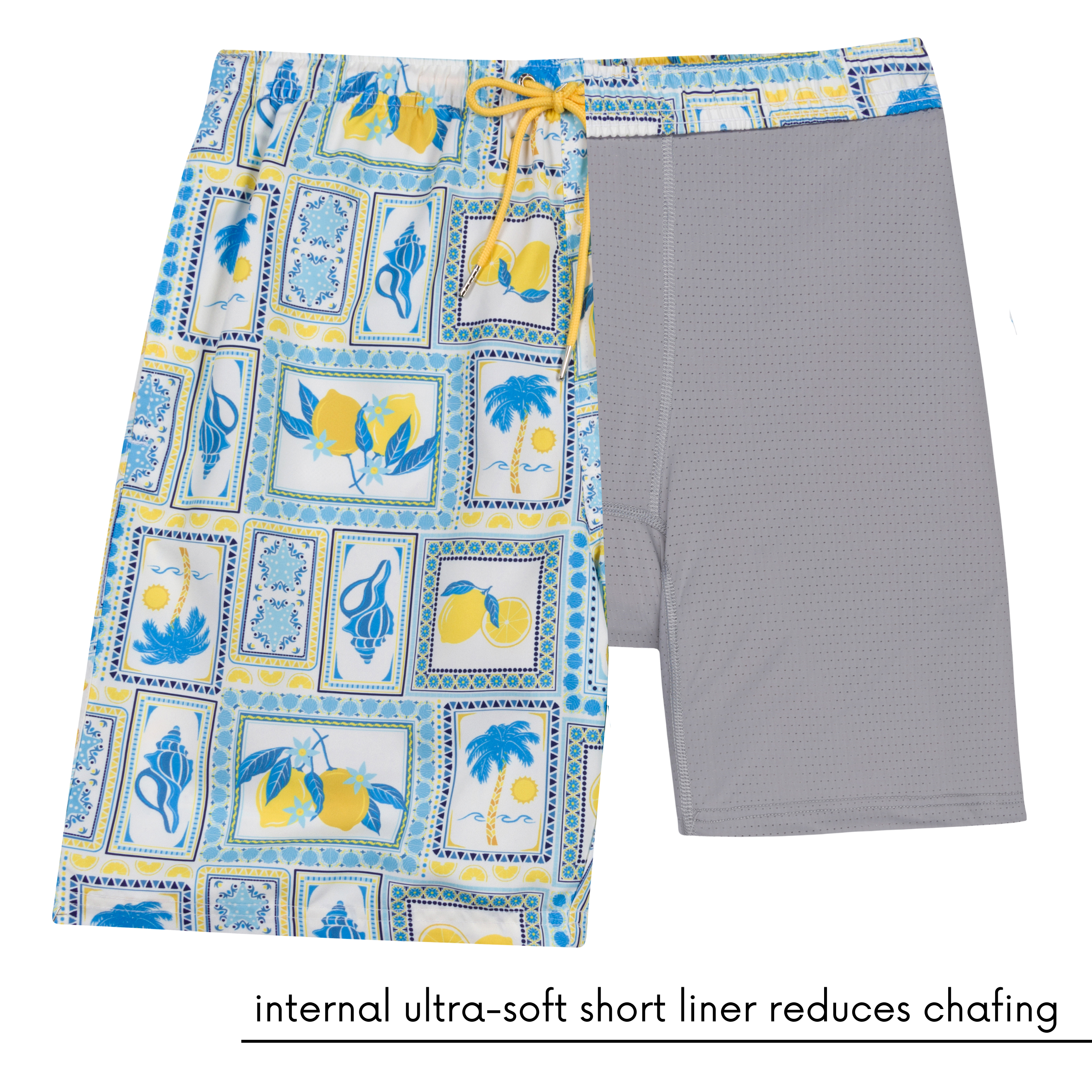 Men's 8" Swim Trunks Boxer Brief Liner | "Mediterranean Lemons"-SwimZip UPF 50+ Sun Protective Swimwear & UV Zipper Rash Guards-pos6