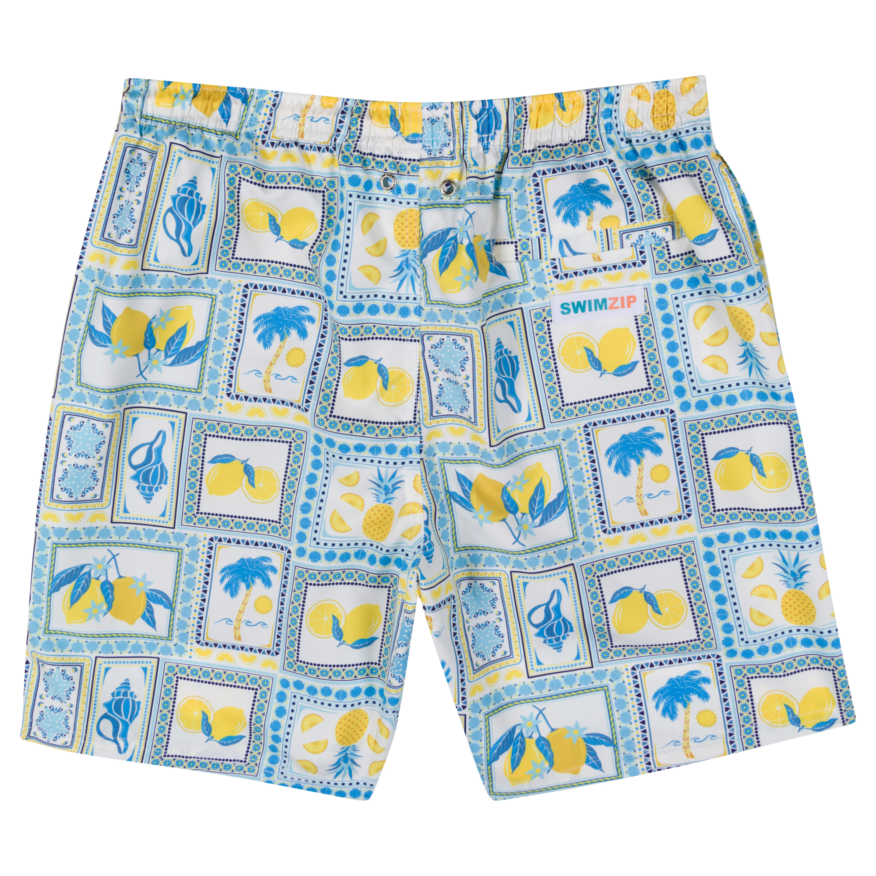 Men's 8" Swim Trunks Boxer Brief Liner | "Mediterranean Lemons"-SwimZip UPF 50+ Sun Protective Swimwear & UV Zipper Rash Guards-pos7
