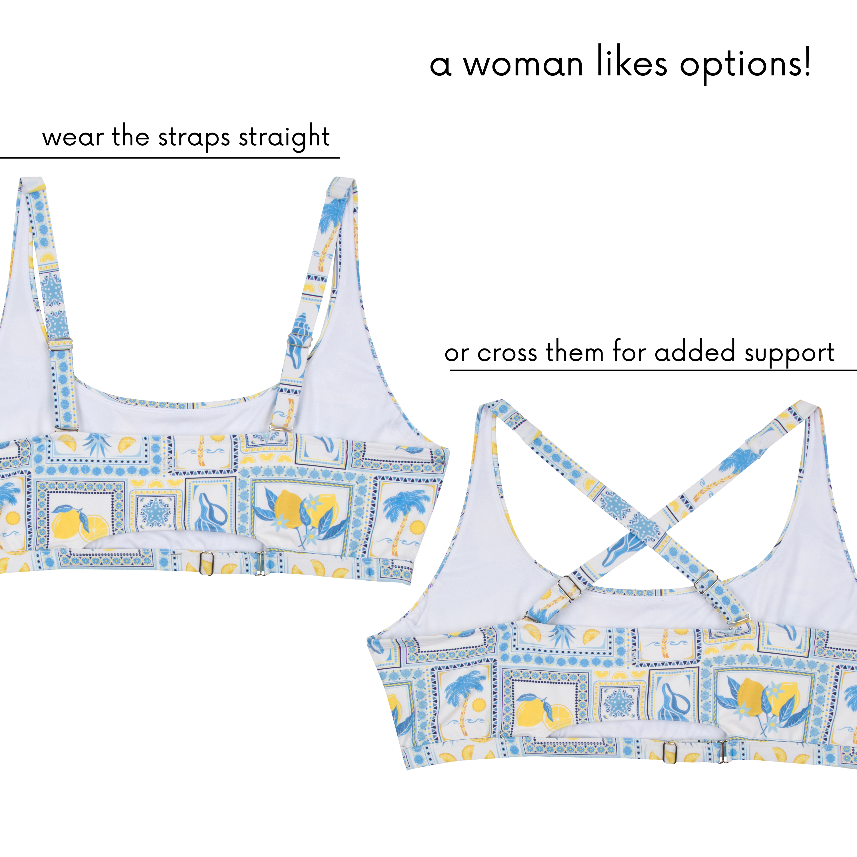 Women's Scoop Neck Bikini Top Plus Size | "Mediterranean Lemons"-SwimZip UPF 50+ Sun Protective Swimwear & UV Zipper Rash Guards-pos7