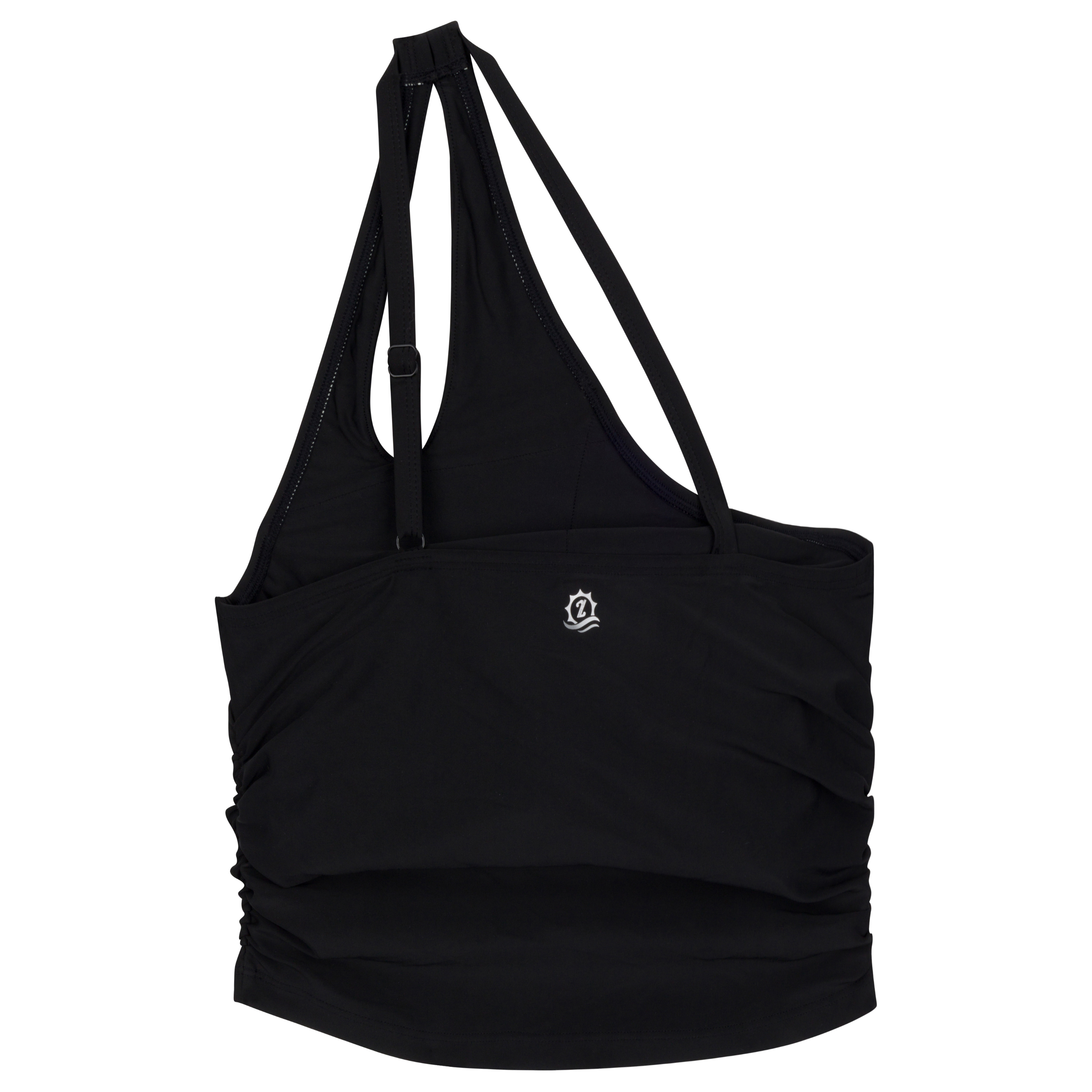 Women’s One Shoulder Crop Tankini Top | “Black”-SwimZip UPF 50+ Sun Protective Swimwear & UV Zipper Rash Guards-pos8