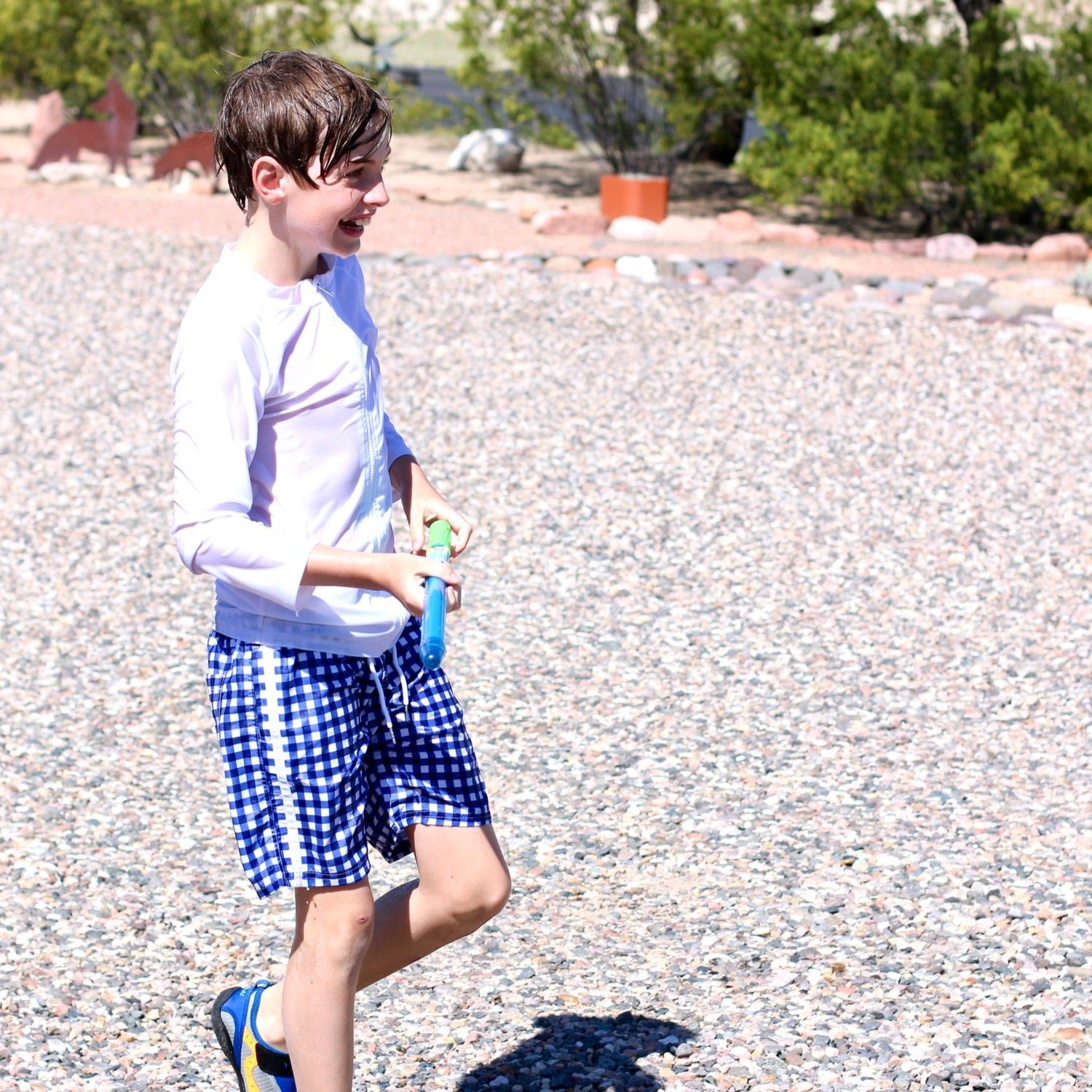 Boys Swim Trunks Boxer Brief Liner (Sizes 6-14) | "Navy Gingham"-SwimZip UPF 50+ Sun Protective Swimwear & UV Zipper Rash Guards-pos2