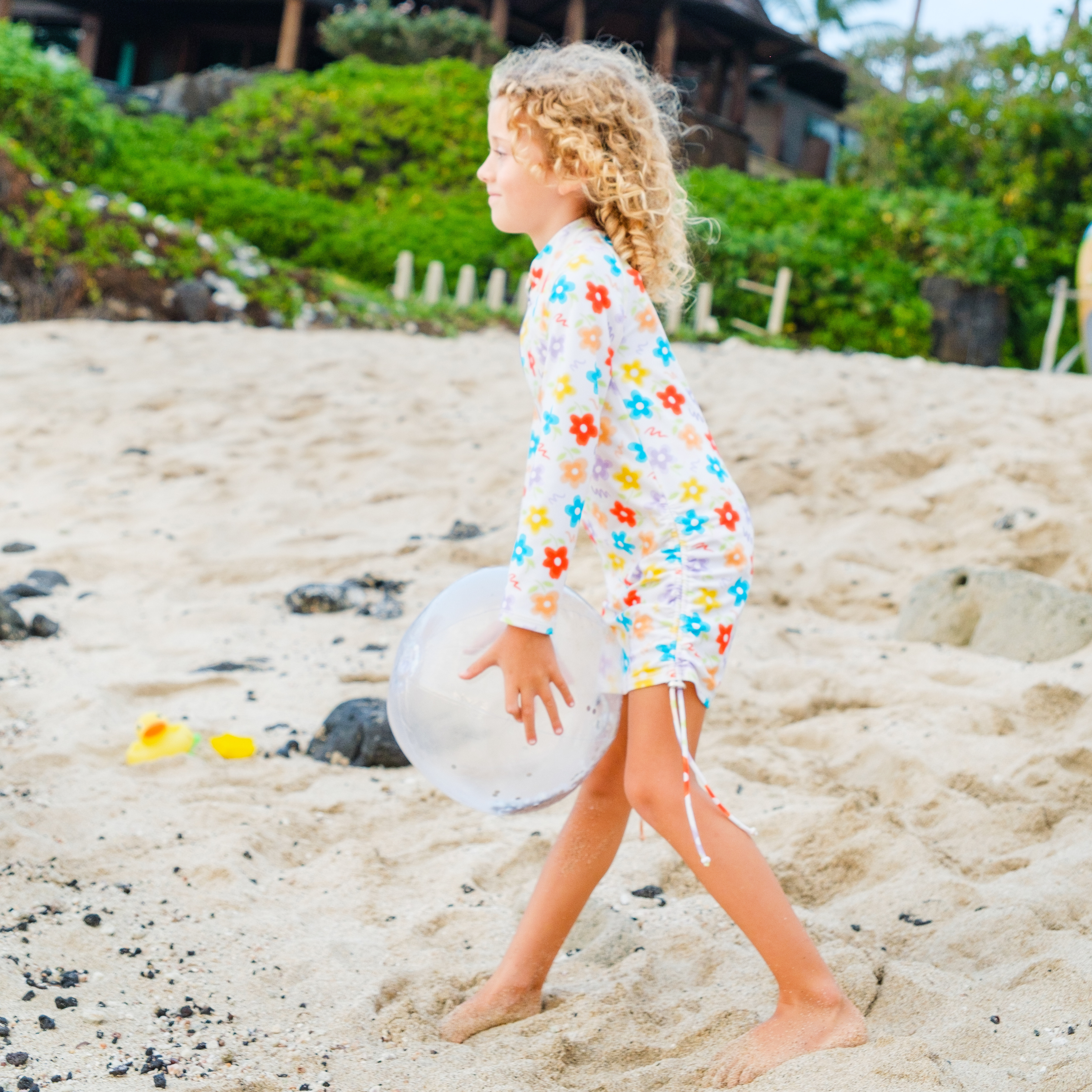 Girls Long Sleeve Swim Dress Cover Up | "Blossom"-SwimZip UPF 50+ Sun Protective Swimwear & UV Zipper Rash Guards-pos2