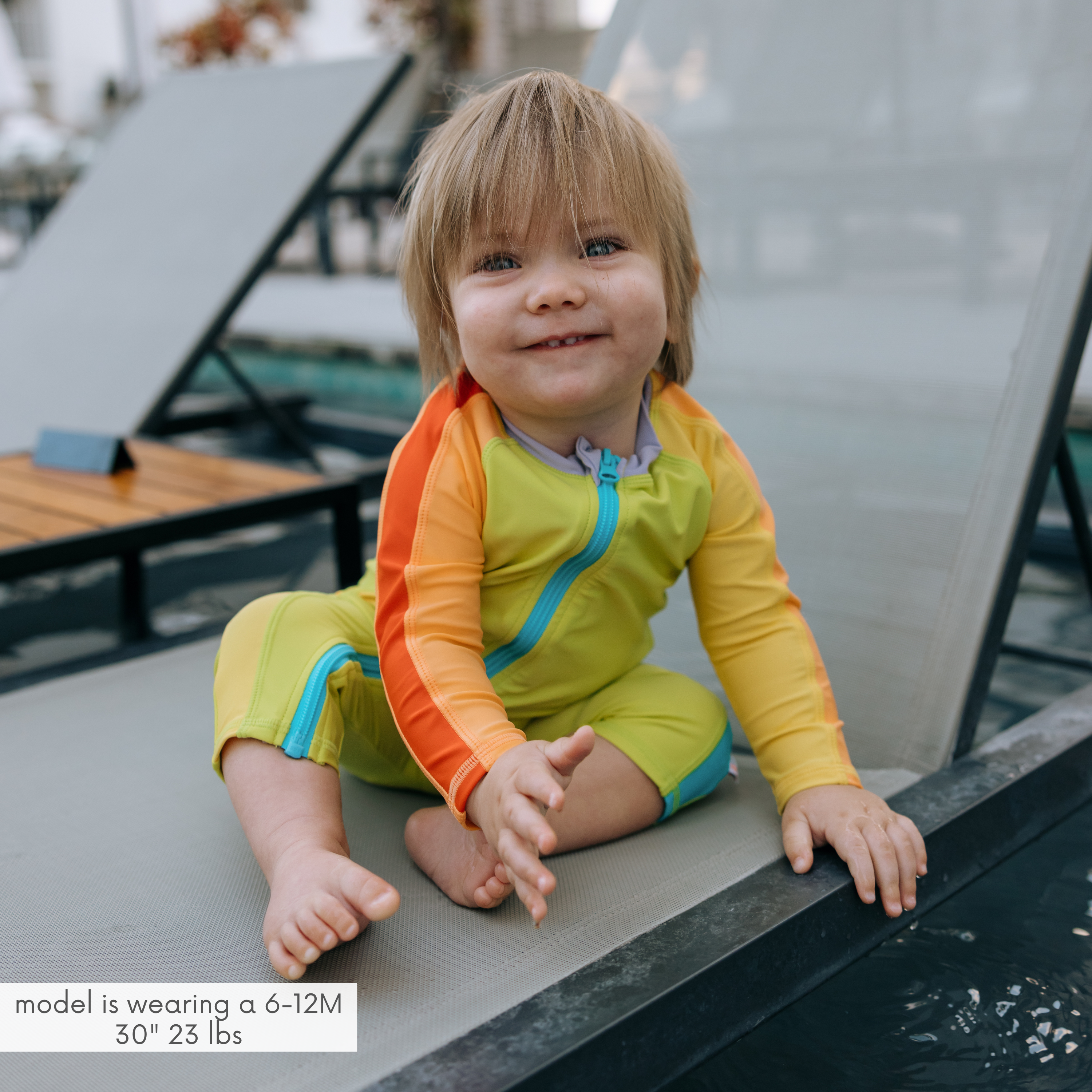 Sunsuit - Long Sleeve Romper Swimsuit | "Color Pop"-SwimZip UPF 50+ Sun Protective Swimwear & UV Zipper Rash Guards-pos2