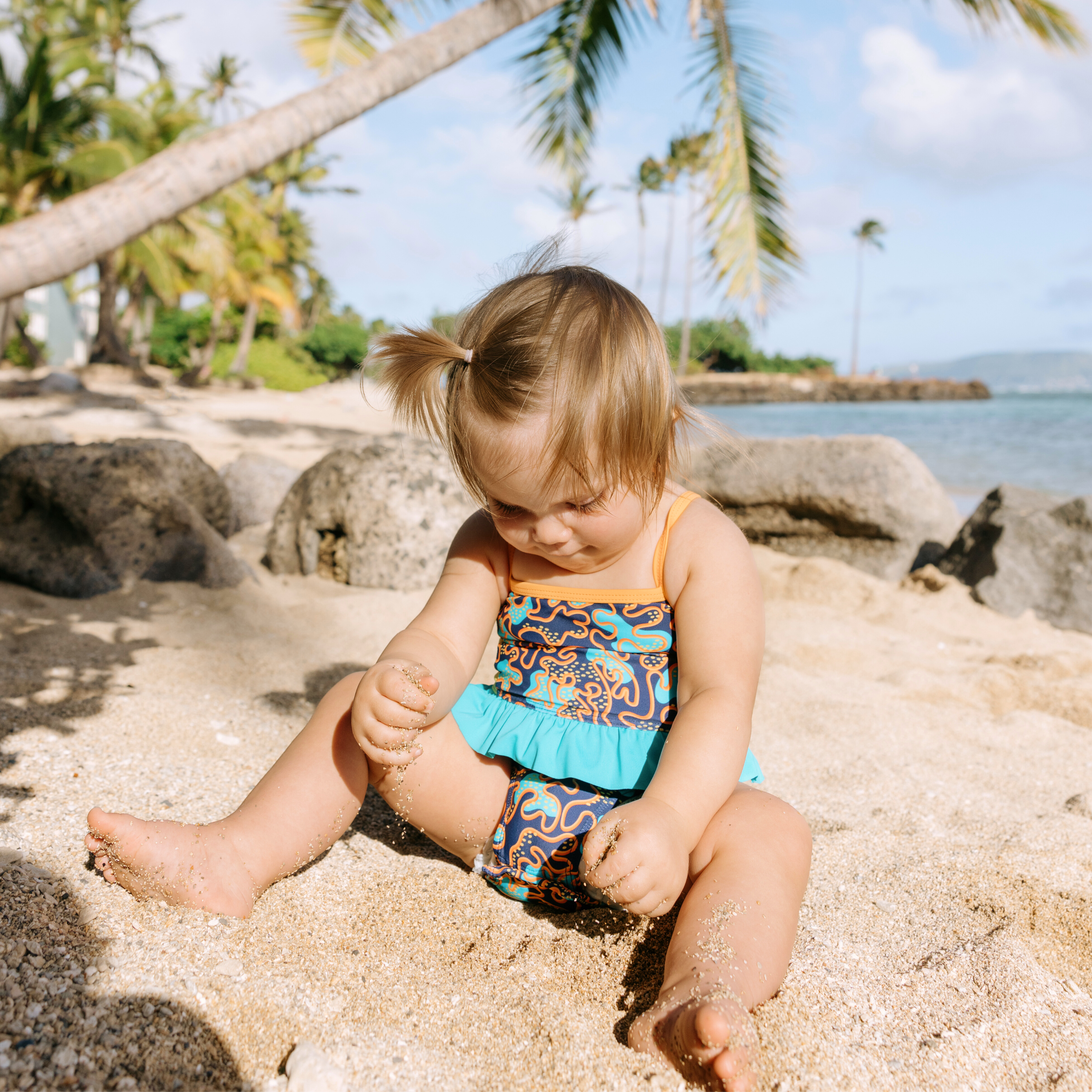 Girls One-Piece Swimsuit + Long Sleeve Rash Guard Set (2 Piece) | "Deep Dive"-SwimZip UPF 50+ Sun Protective Swimwear & UV Zipper Rash Guards-pos2