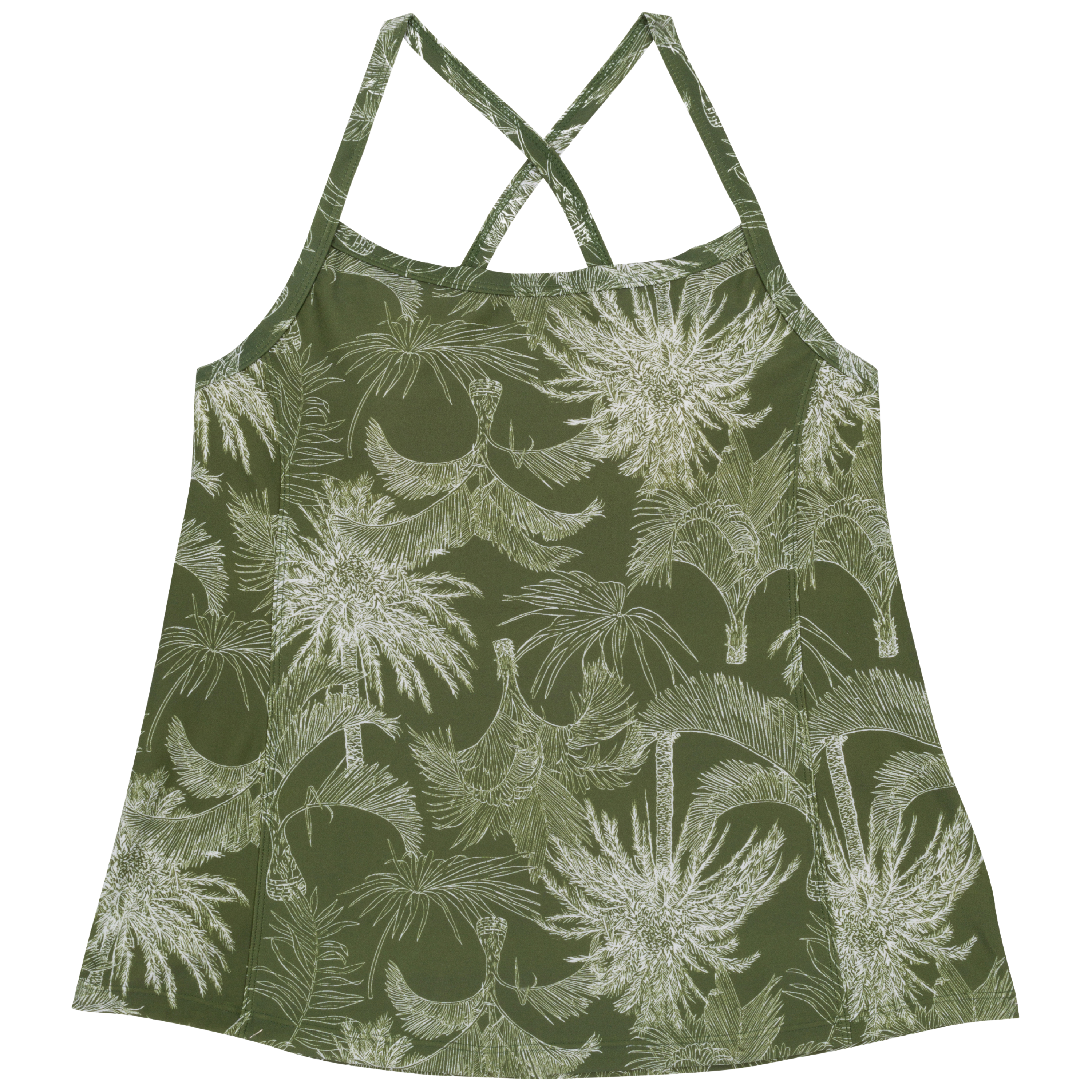 Women’s Strappy A-Line Tankini Top | “Hawaiian Rainforest”-XS-Hawaiian Rainforest-SwimZip UPF 50+ Sun Protective Swimwear & UV Zipper Rash Guards-pos1