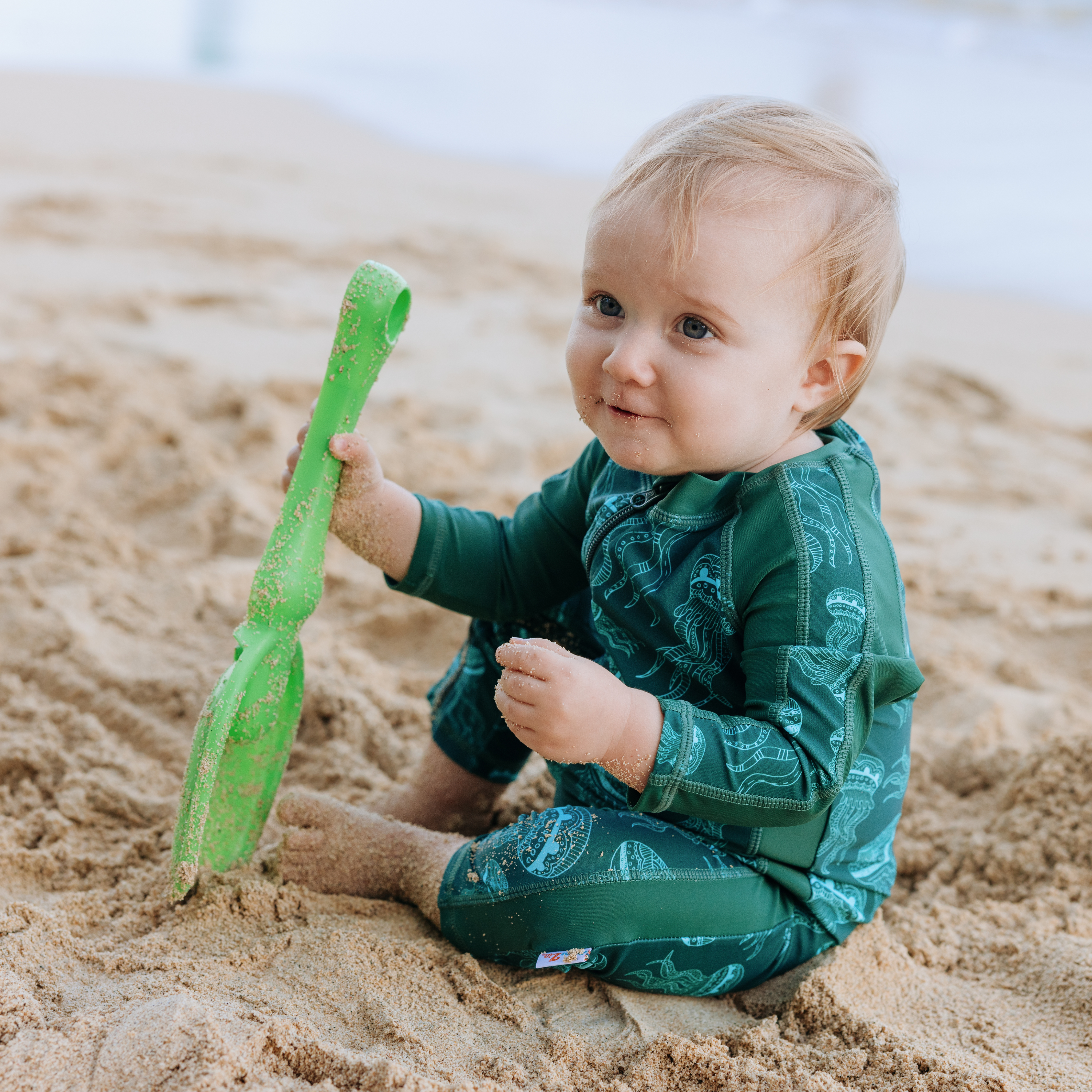 Sunsuit - Long Sleeve Romper Swimsuit | "Jelly Jellyfish"-SwimZip UPF 50+ Sun Protective Swimwear & UV Zipper Rash Guards-pos2