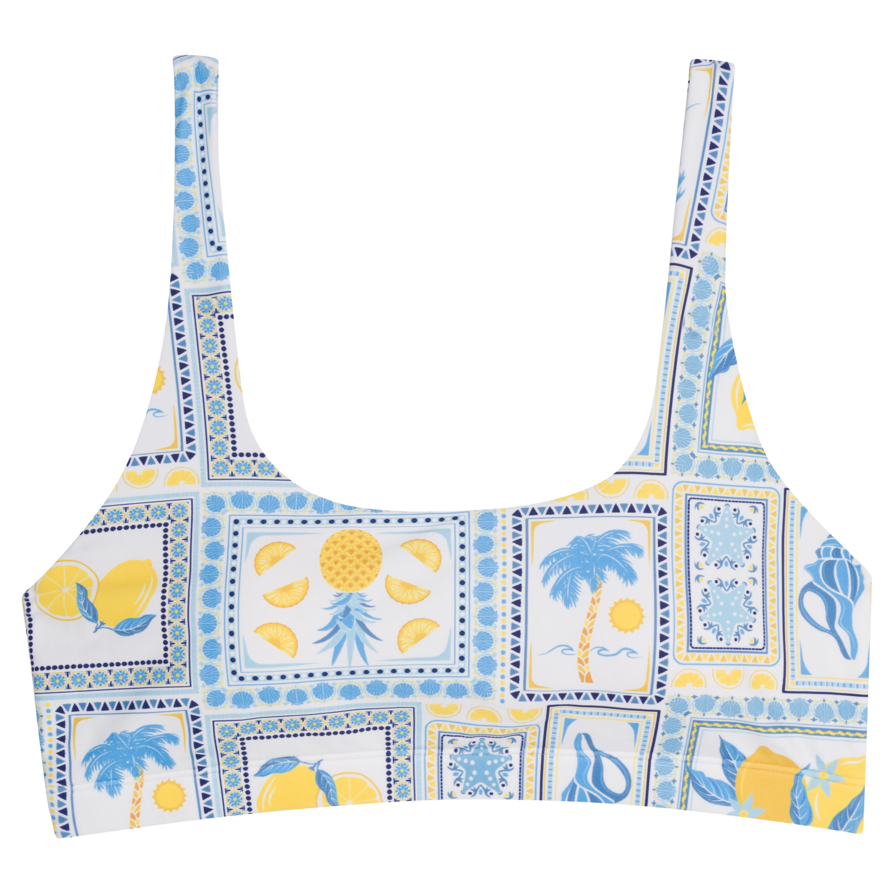 Women's Scoop Neck Bikini Top | "Mediterranean Lemons"-SwimZip UPF 50+ Sun Protective Swimwear & UV Zipper Rash Guards-pos1