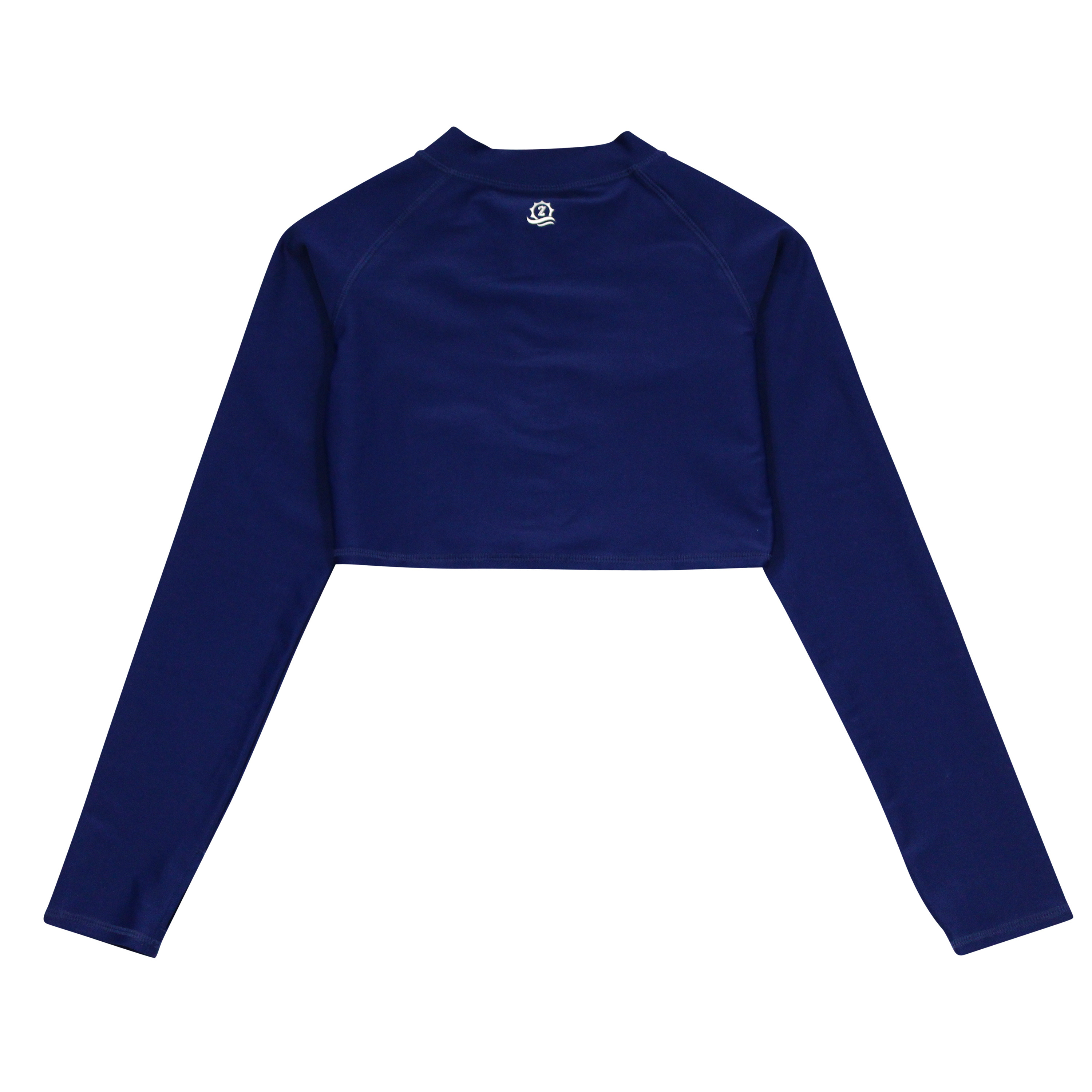 Girls Long Sleeve Crop Rash Guard | "Navy"-SwimZip UPF 50+ Sun Protective Swimwear & UV Zipper Rash Guards-pos5