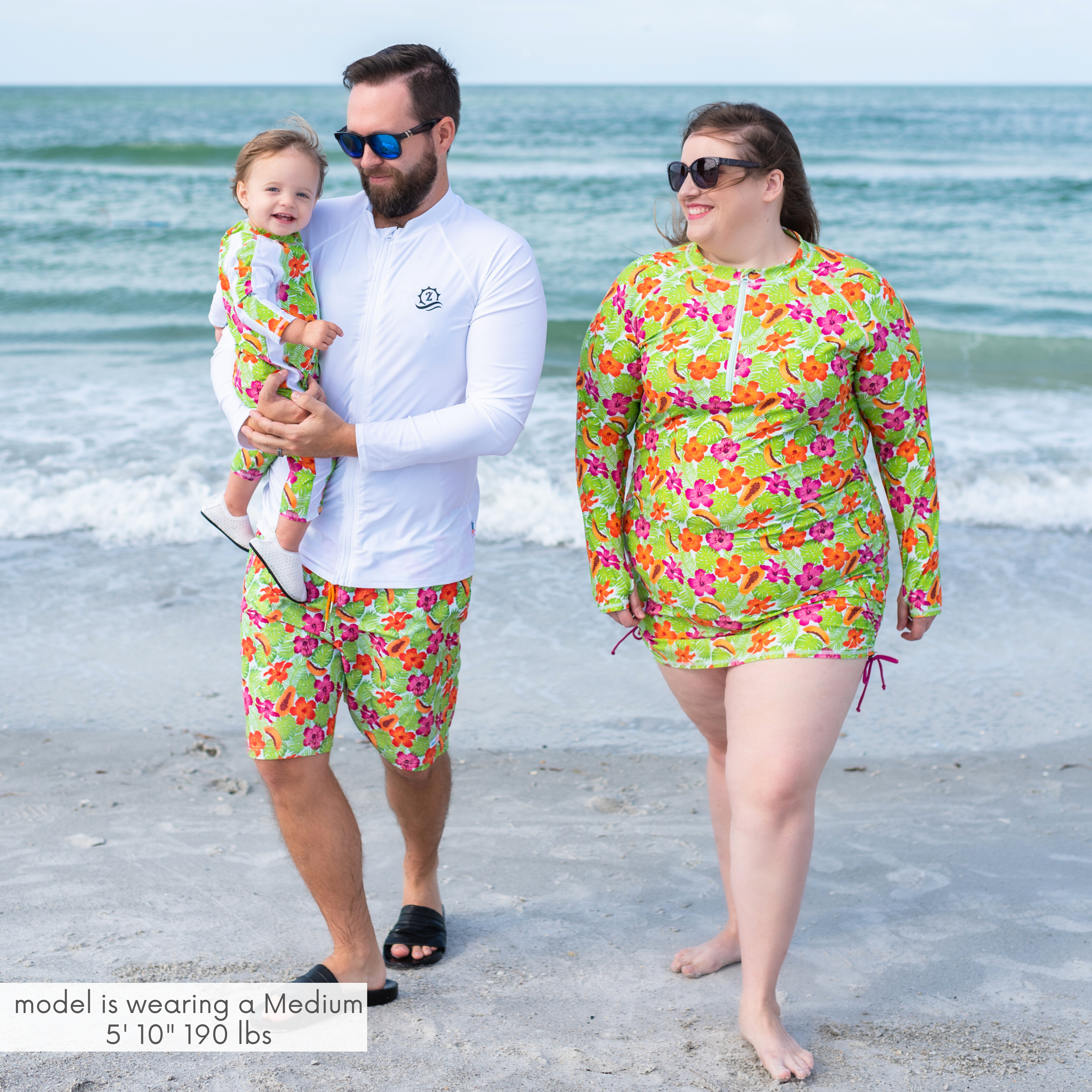 Men's 8" Swim Trunks Boxer Brief Liner | "Hibiscus"-SwimZip UPF 50+ Sun Protective Swimwear & UV Zipper Rash Guards-pos2