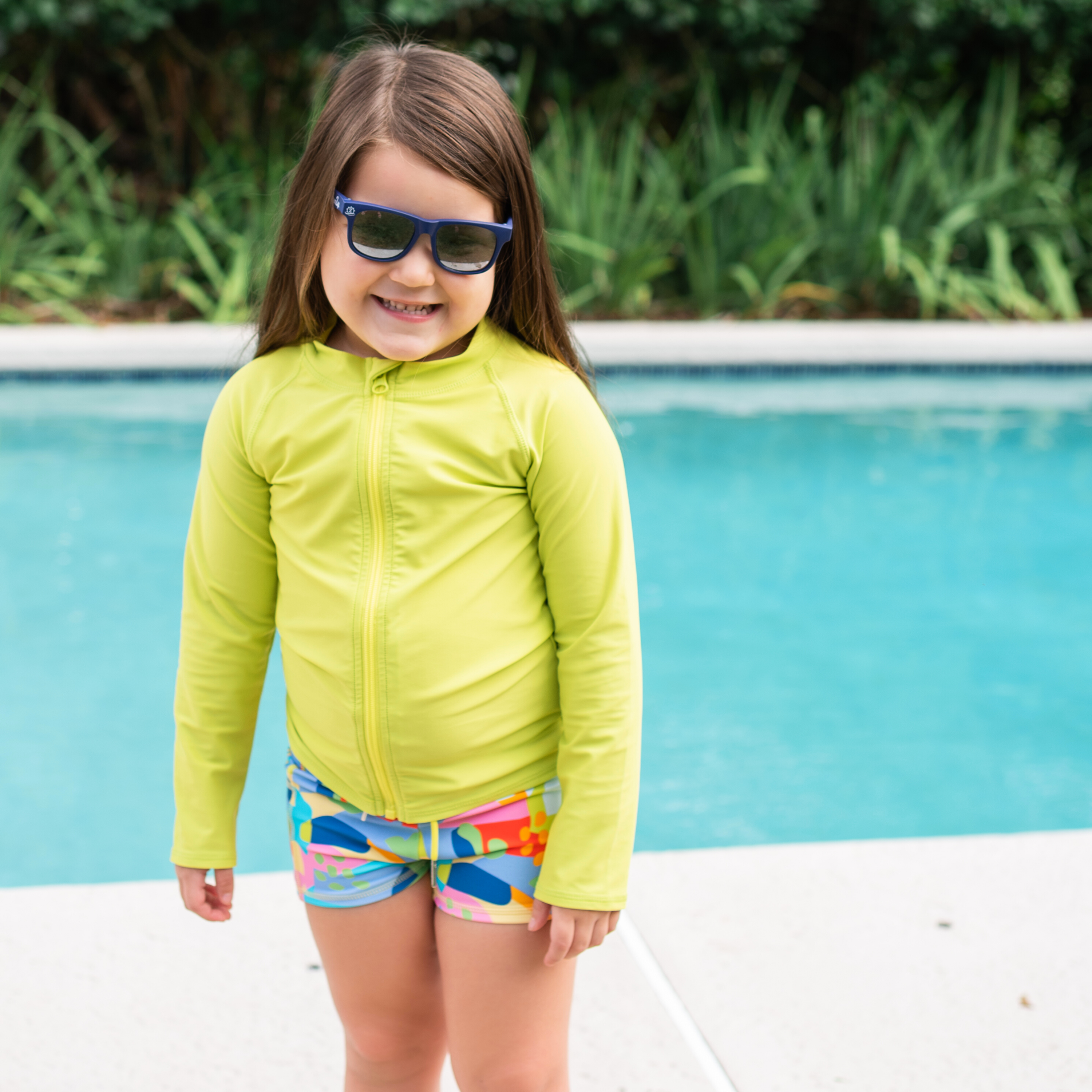 Kids UPF 50+ Long Sleeve Zipper Rash Guard Swim Shirt | "Sulphur Yellow"-SwimZip UPF 50+ Sun Protective Swimwear & UV Zipper Rash Guards-pos2