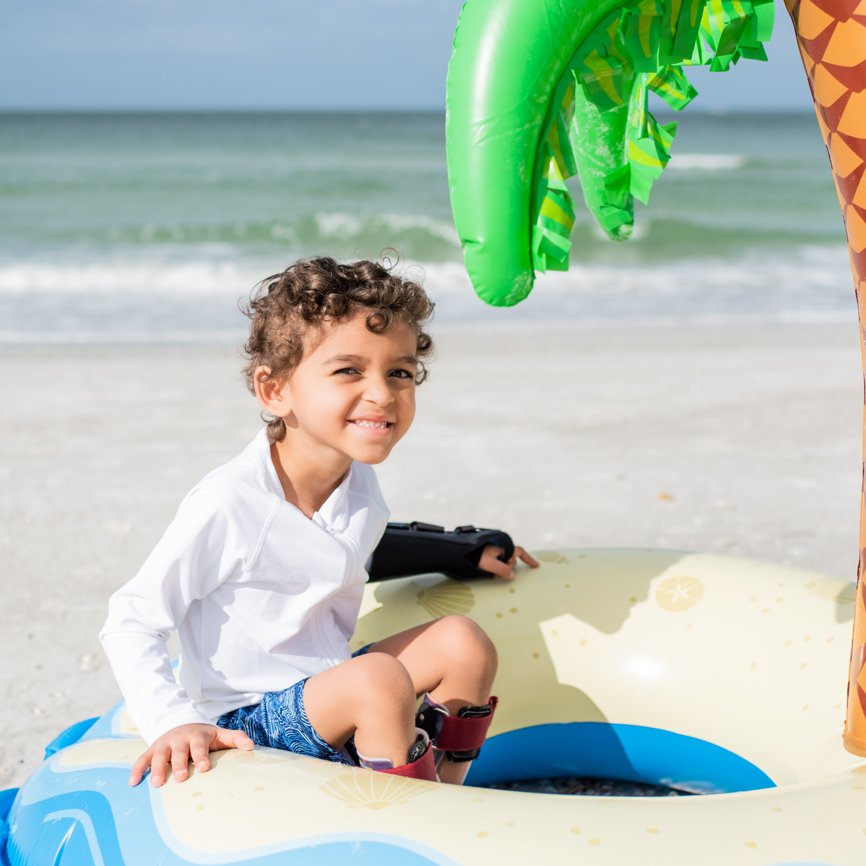 Kids UPF 50+ Long Sleeve Zipper Rash Guard Swim Shirt | "White"-SwimZip UPF 50+ Sun Protective Swimwear & UV Zipper Rash Guards-pos7