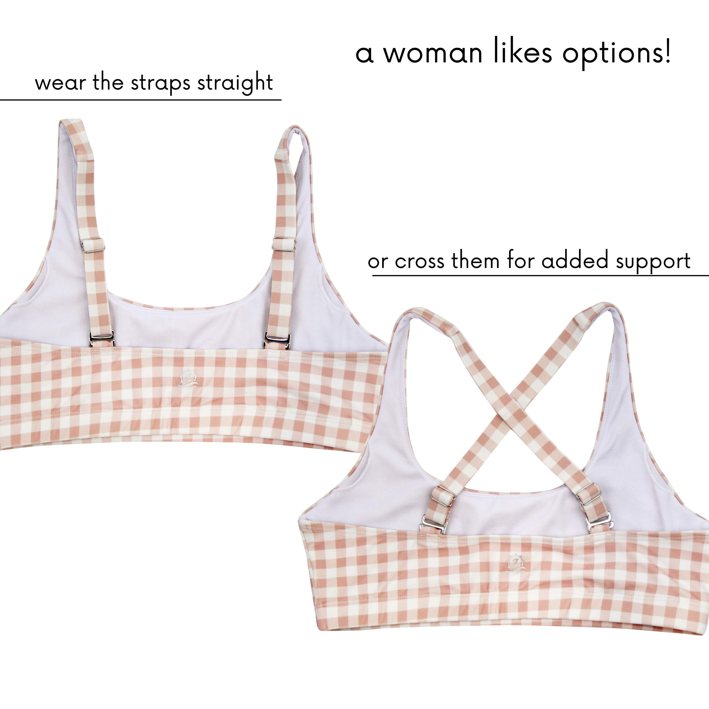 Women's Scoop Neck Bikini Top | "Pink Gingham"-SwimZip UPF 50+ Sun Protective Swimwear & UV Zipper Rash Guards-pos8
