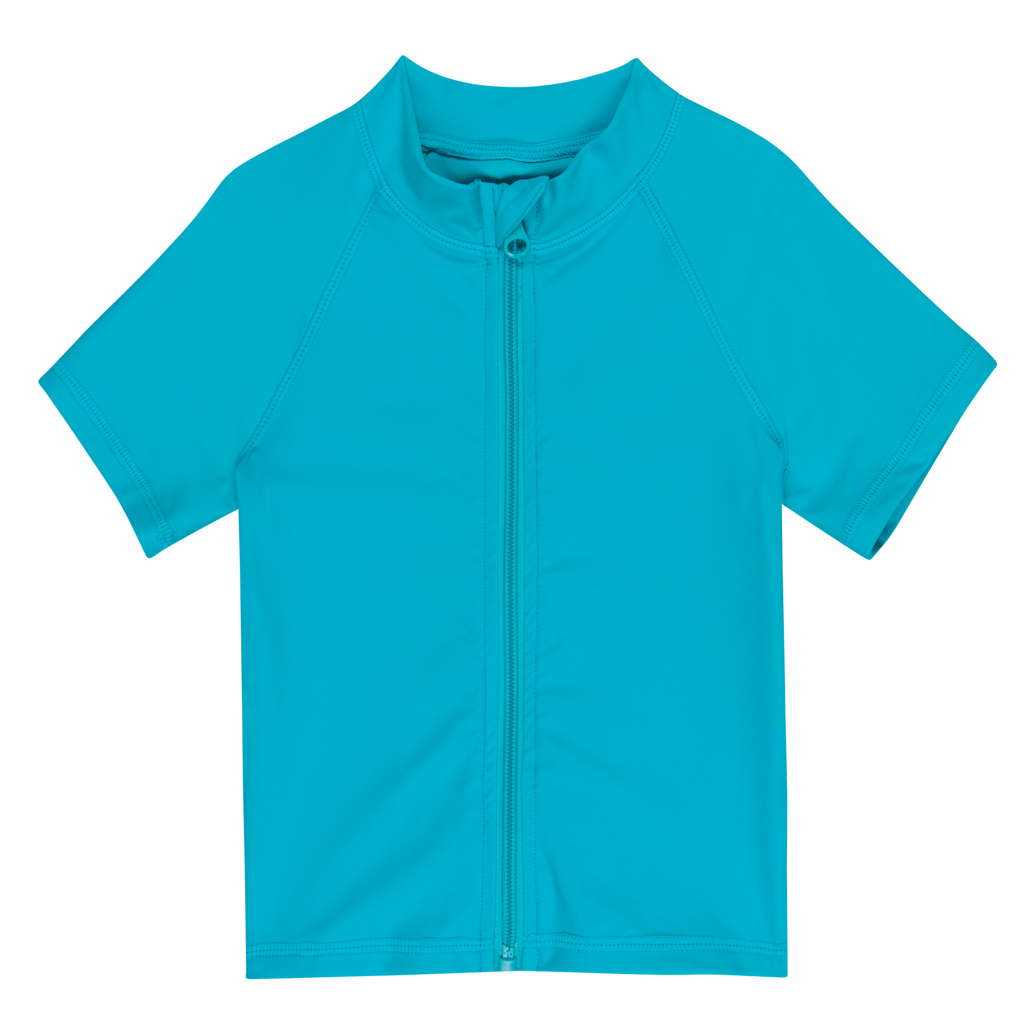 Kids Short Sleeve Zipper Rash Guard Swim Shirt | “Scuba Blue”